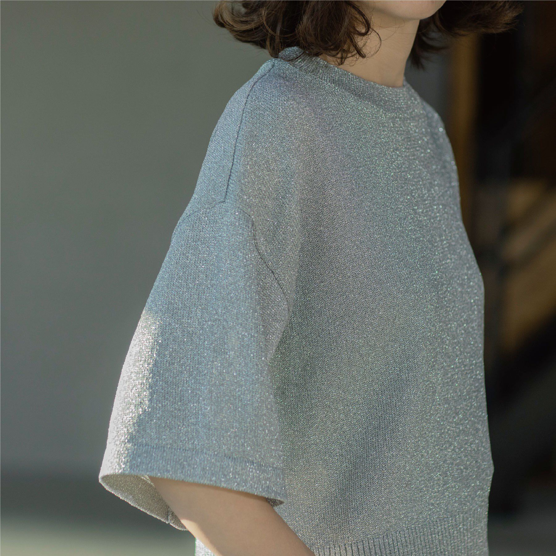 OPAQUE.CLIP「ラメハーフスリーブトップス」|ニット・セーター|