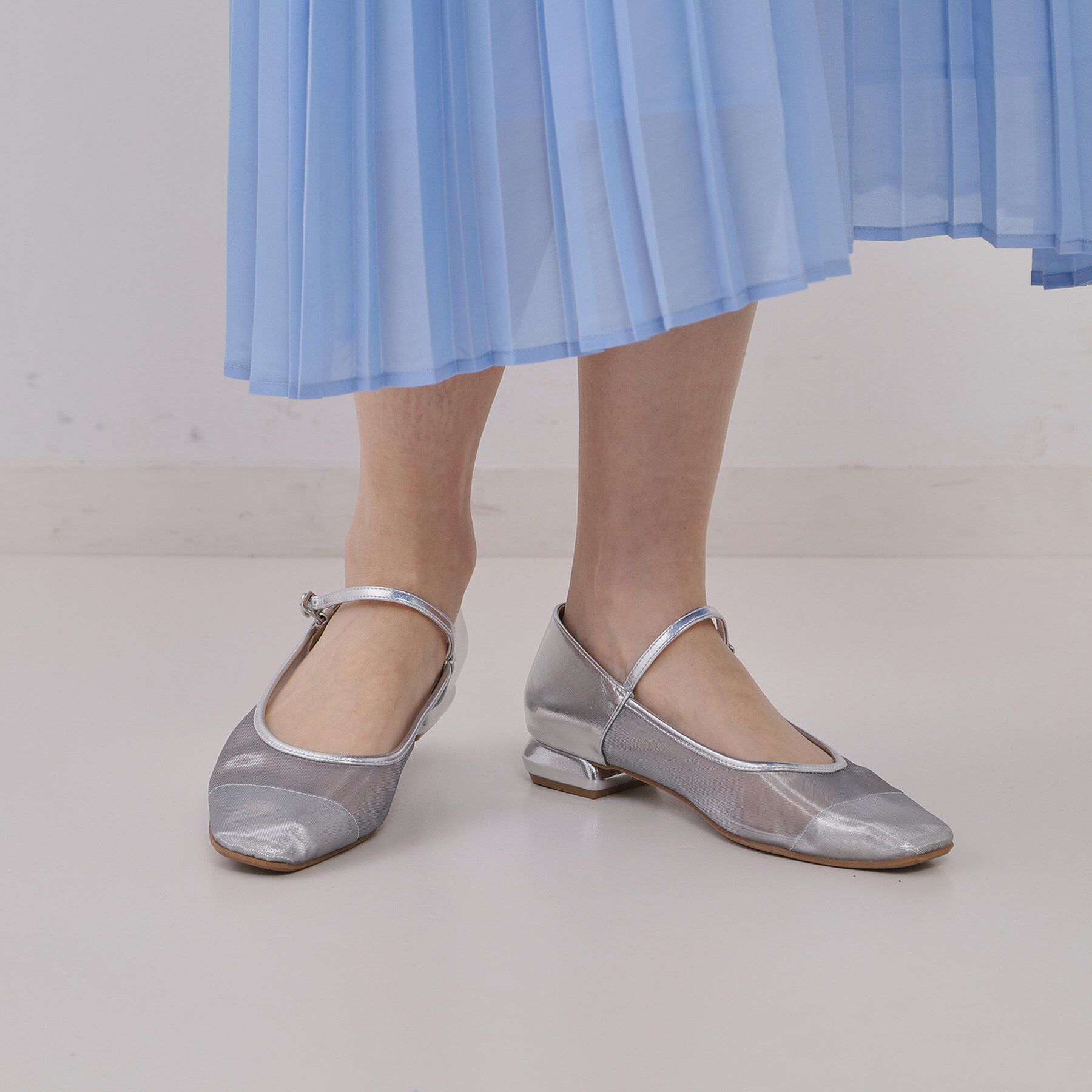 OPAQUE.CLIP「【抗菌防臭加工／長さ調整可能】チュールコンビシアーメリージェーン」|パンプス|