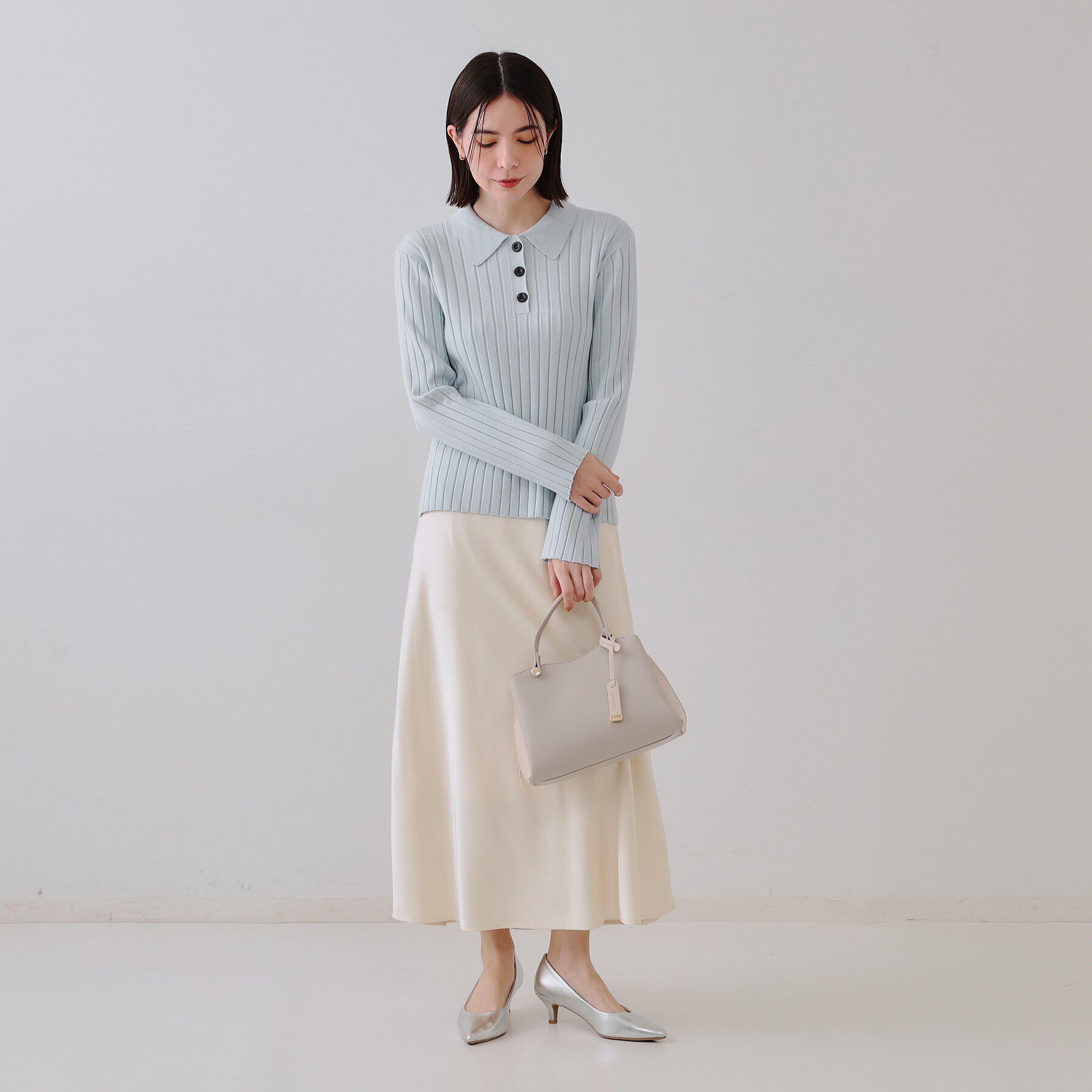 OPAQUE.CLIP「ワイドリブポロニット【洗濯機洗い可】」|ニット・セーター|