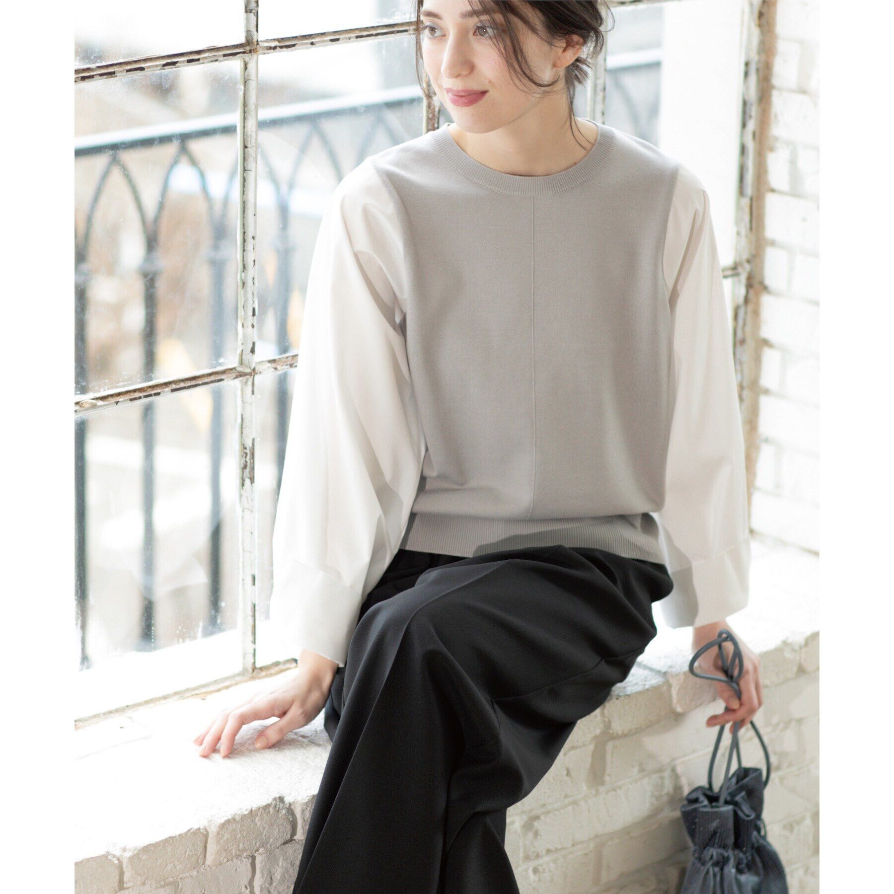 OPAQUE.CLIP「フハクボリュームスリーブドッキングニット【洗濯機洗い可】」|ニット・セーター|