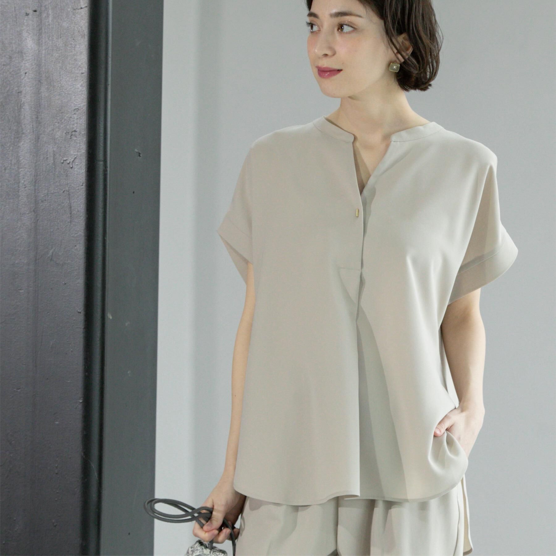 OPAQUE.CLIP「《7色展開/SS-LLサイズ》ストレッチスキッパーブラウス/セットアップ対応【洗濯機洗い可/防シワ】」|シャツ・ブラウス|