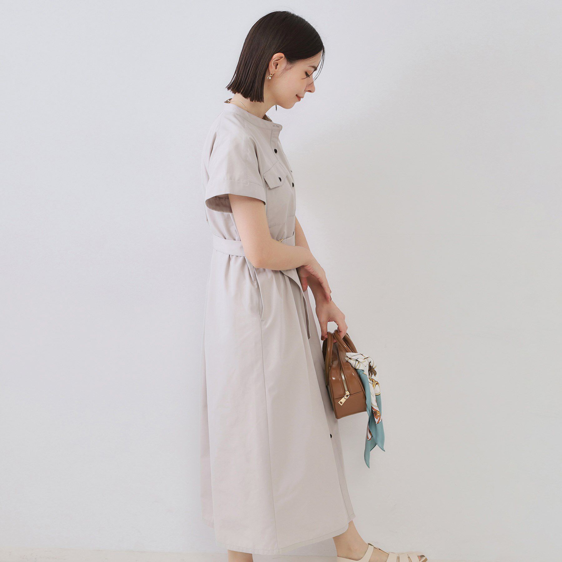 OPAQUE.CLIP「ダブルポケットシャツワンピース【洗濯機洗い可】」|ワンピース|