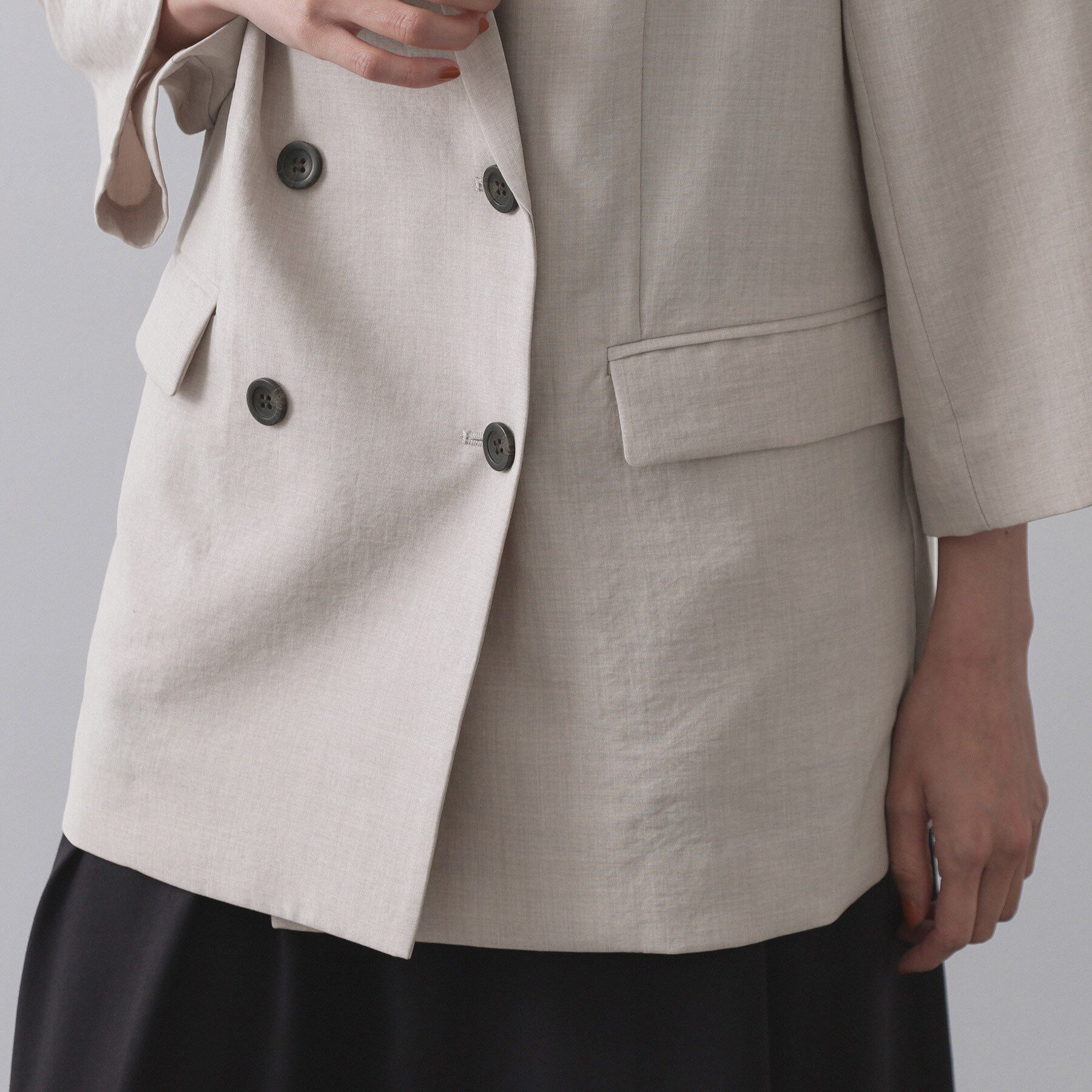 OPAQUE.CLIP「リネンライクダブルジャケット【洗える】」|テーラードジャケット|