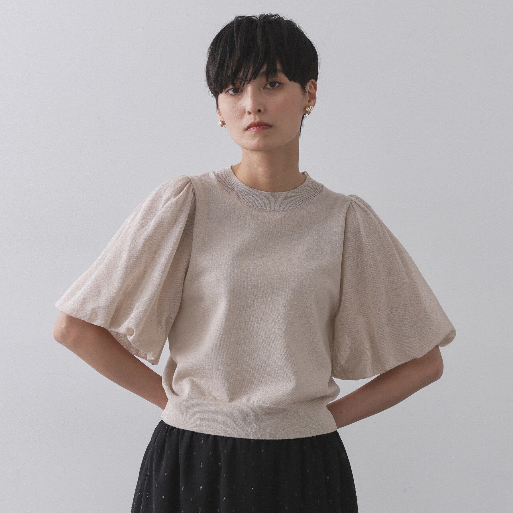 OPAQUE.CLIP「バルーンスリーブニット【洗濯機洗い可】」|ニット・セーター|