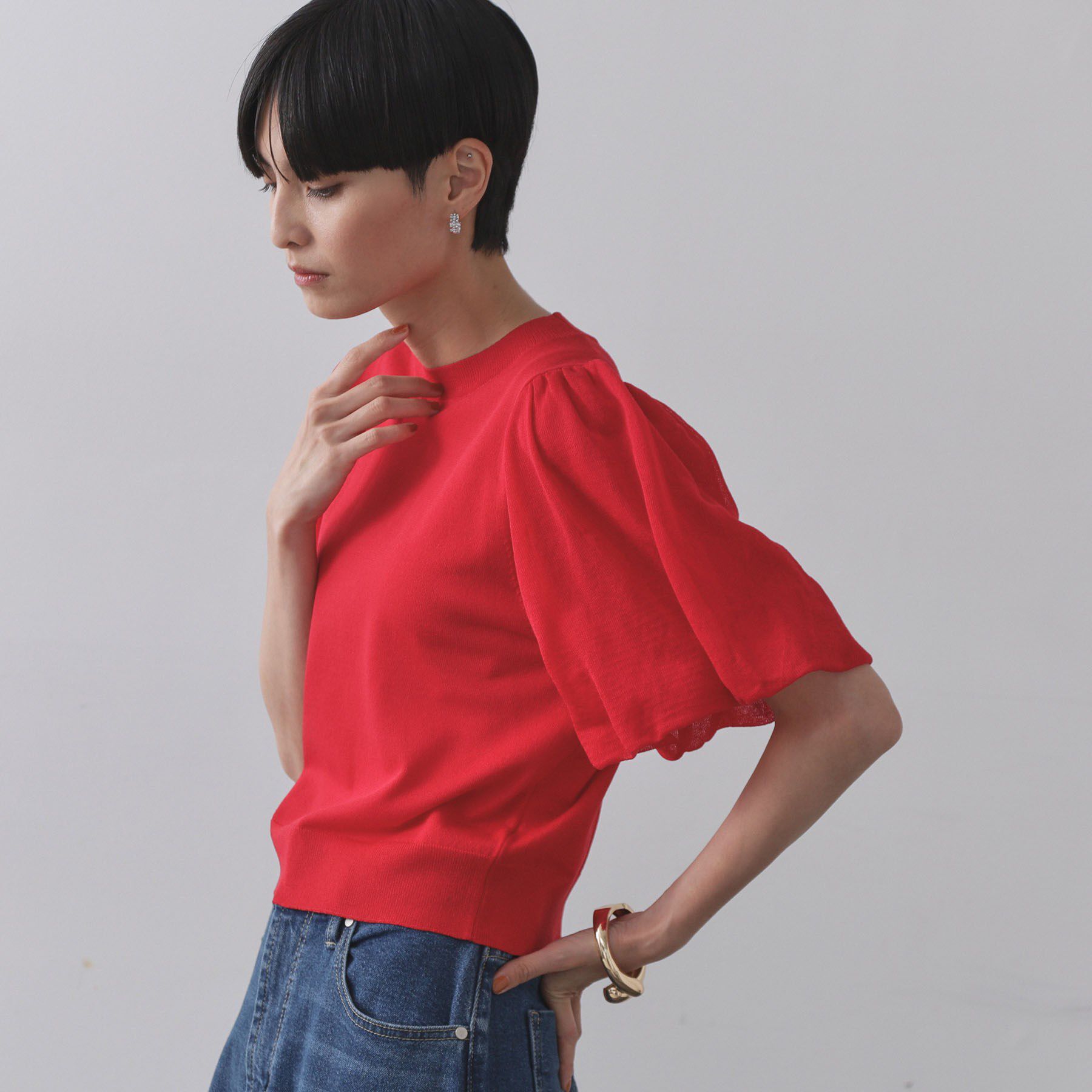 OPAQUE.CLIP「バルーンスリーブニット【洗濯機洗い可】」|ニット・セーター|