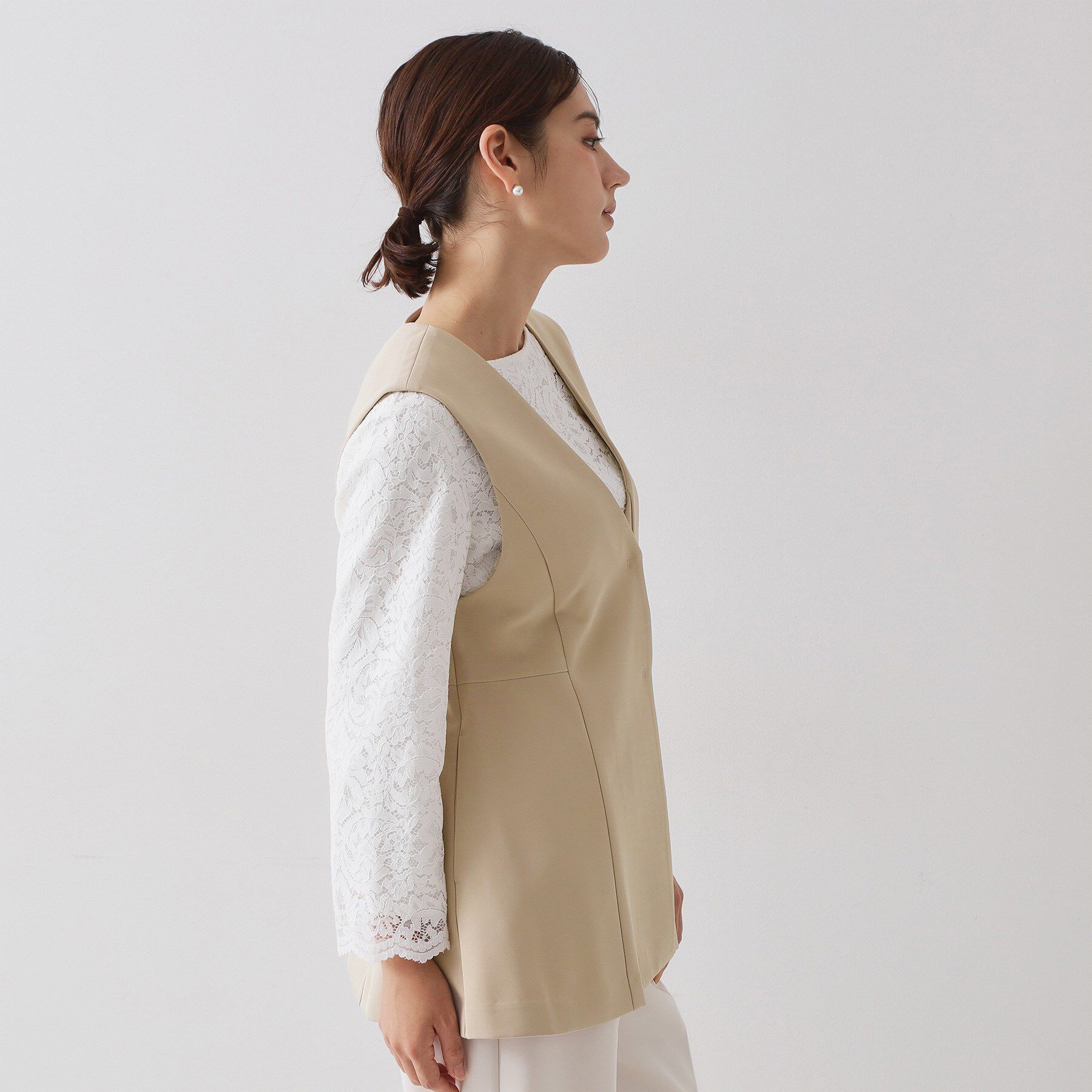 OPAQUE.CLIP「ペプラムジレ/セットアップ対応可【洗濯機OK】」|ベスト・ジレ|