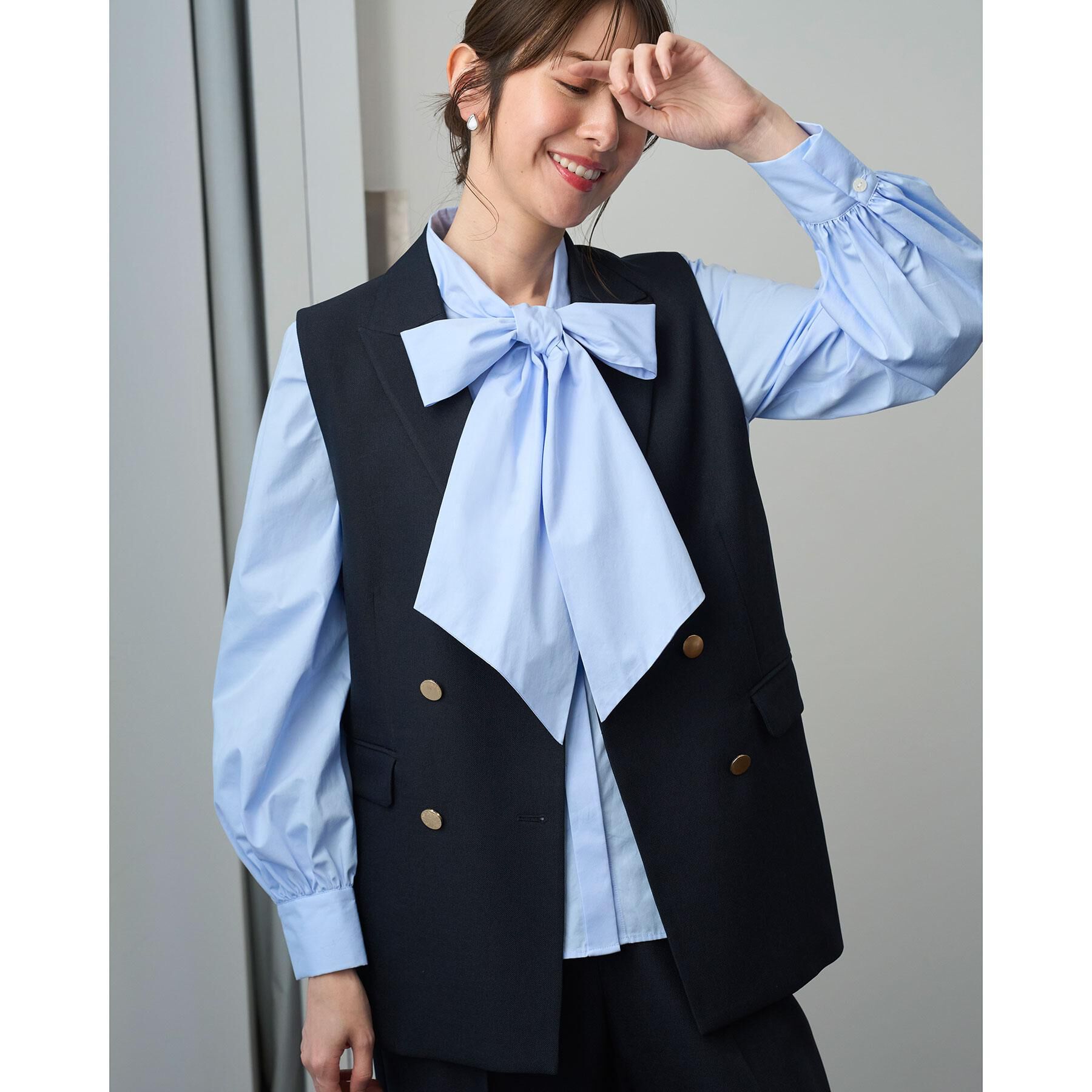 OPAQUE.CLIP「《通勤対応》ボウタイシャツブラウス【洗濯機OK】」|シャツ・ブラウス|