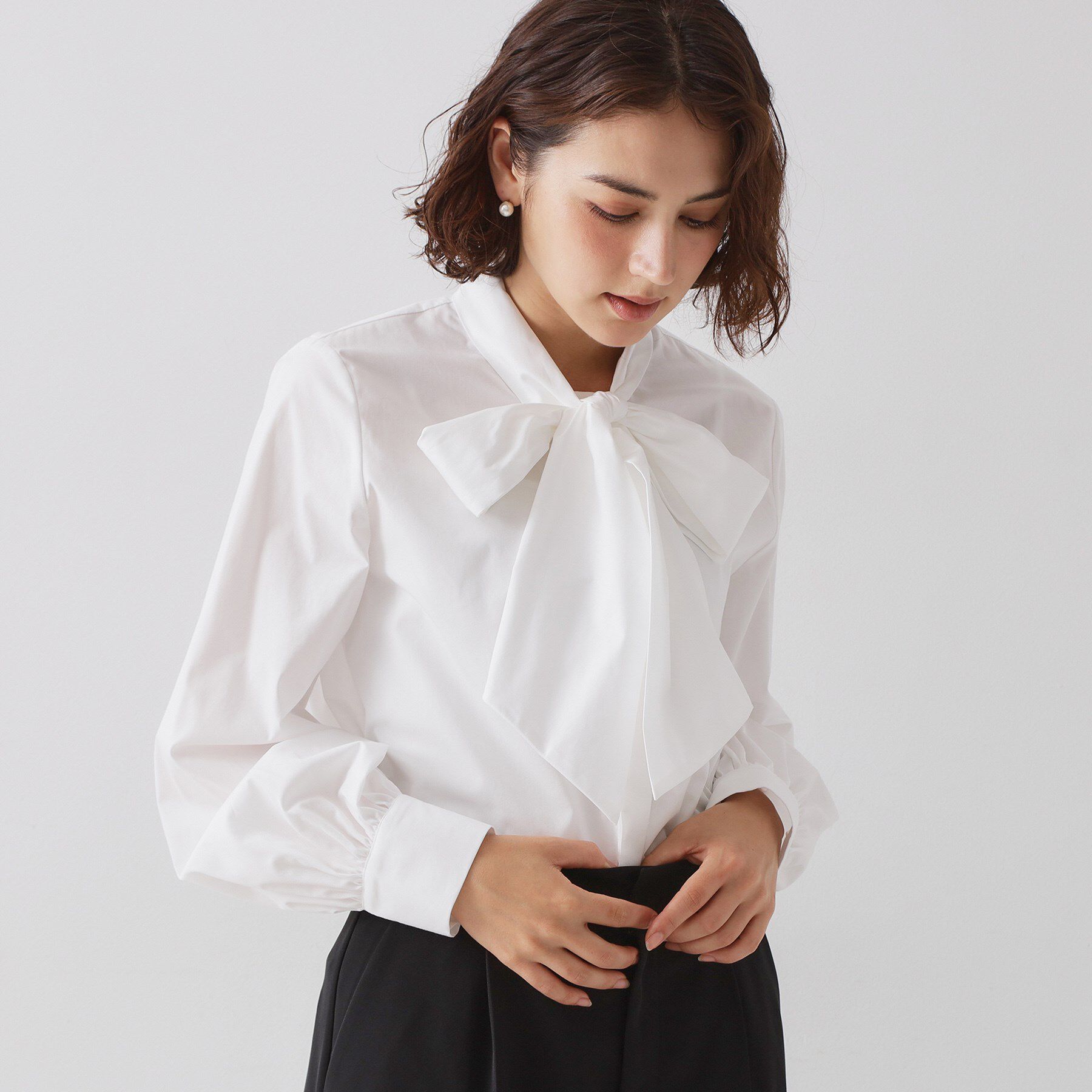 OPAQUE.CLIP「《通勤対応》ボウタイシャツブラウス【洗濯機OK】」|シャツ・ブラウス|