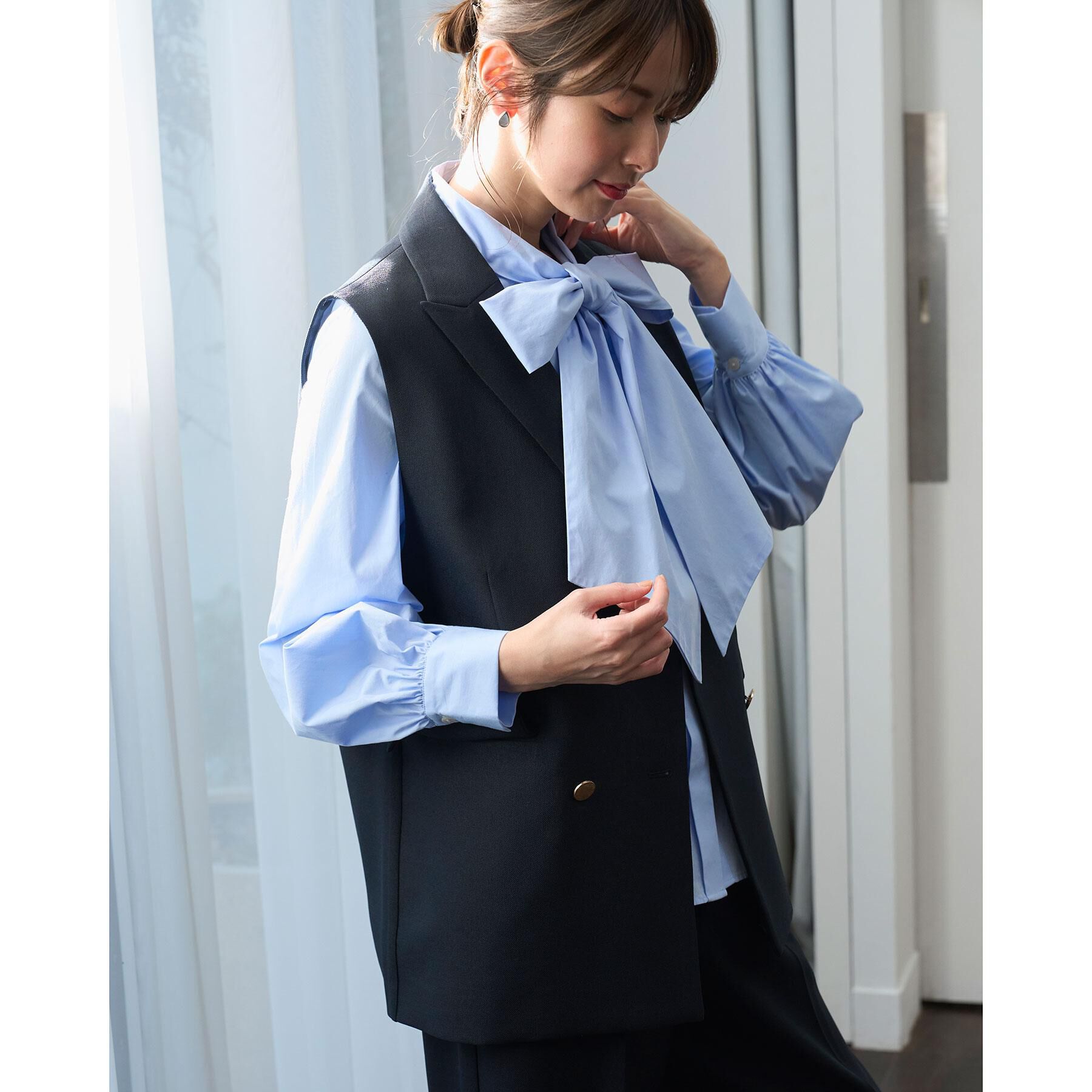 OPAQUE.CLIP「《通勤対応》ボウタイシャツブラウス【洗濯機OK】」|シャツ・ブラウス|