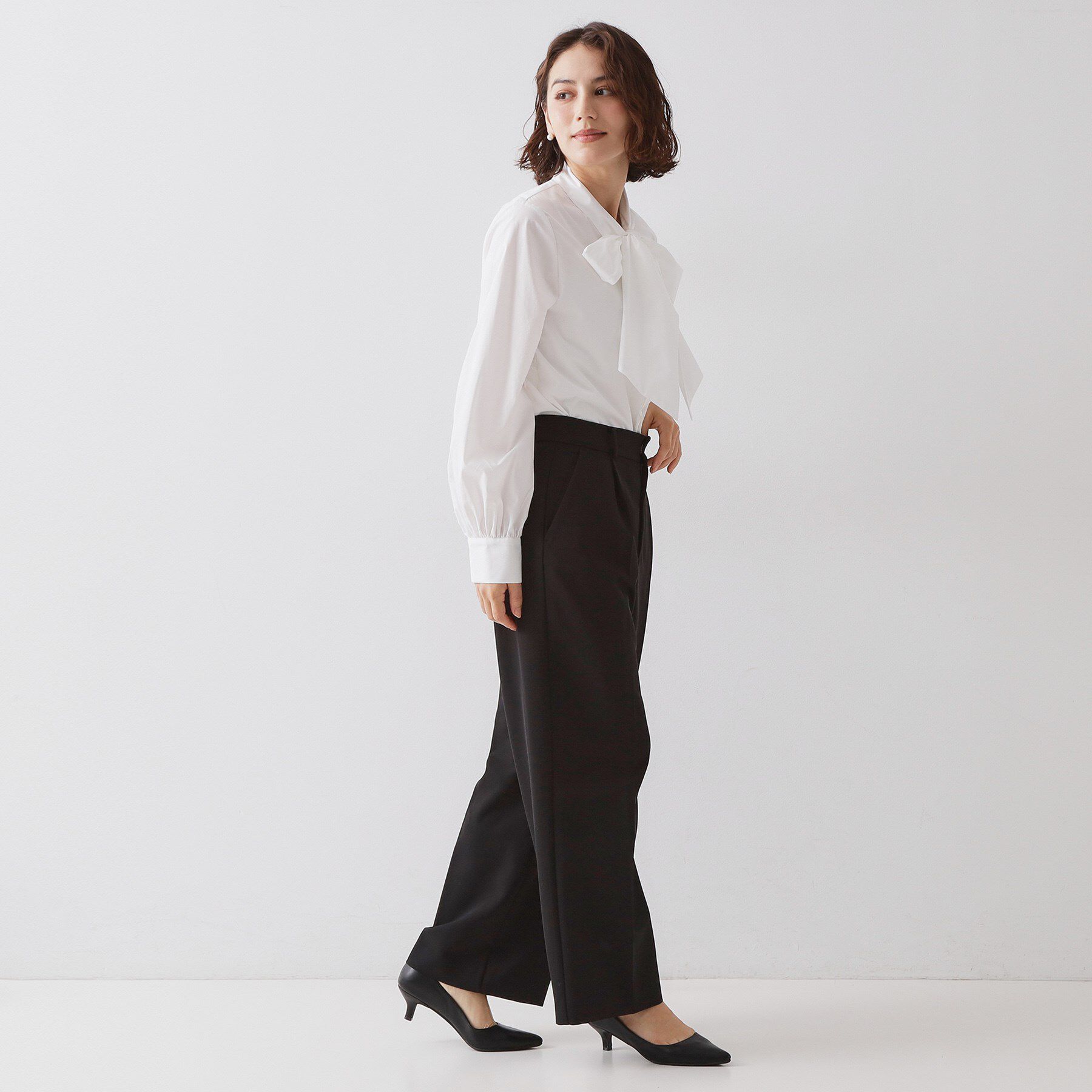 OPAQUE.CLIP「《通勤対応》ボウタイシャツブラウス【洗濯機OK】」|シャツ・ブラウス|