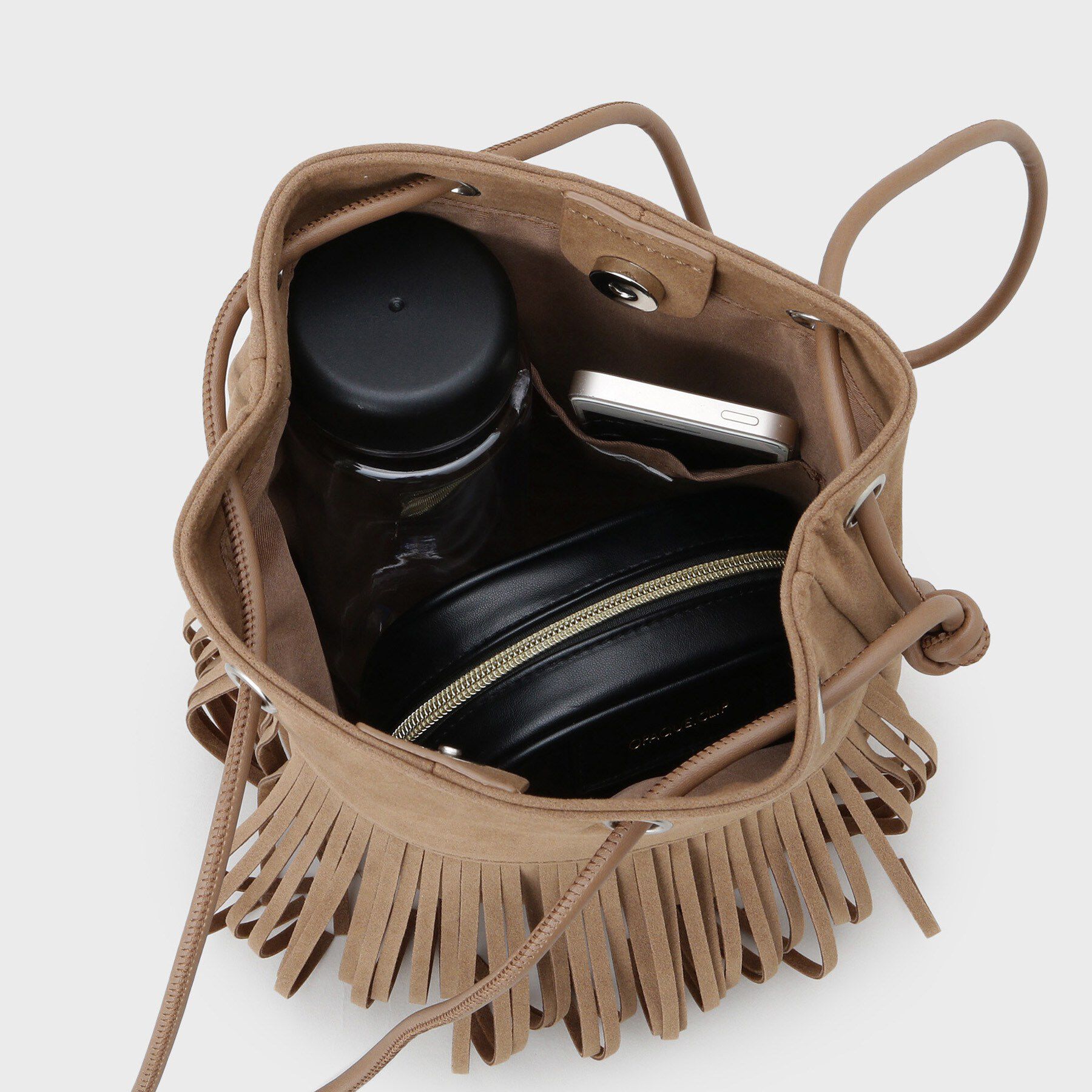 OPAQUE.CLIP「【2WAY】フリンジ巾着ミニトート」|トートバッグ|