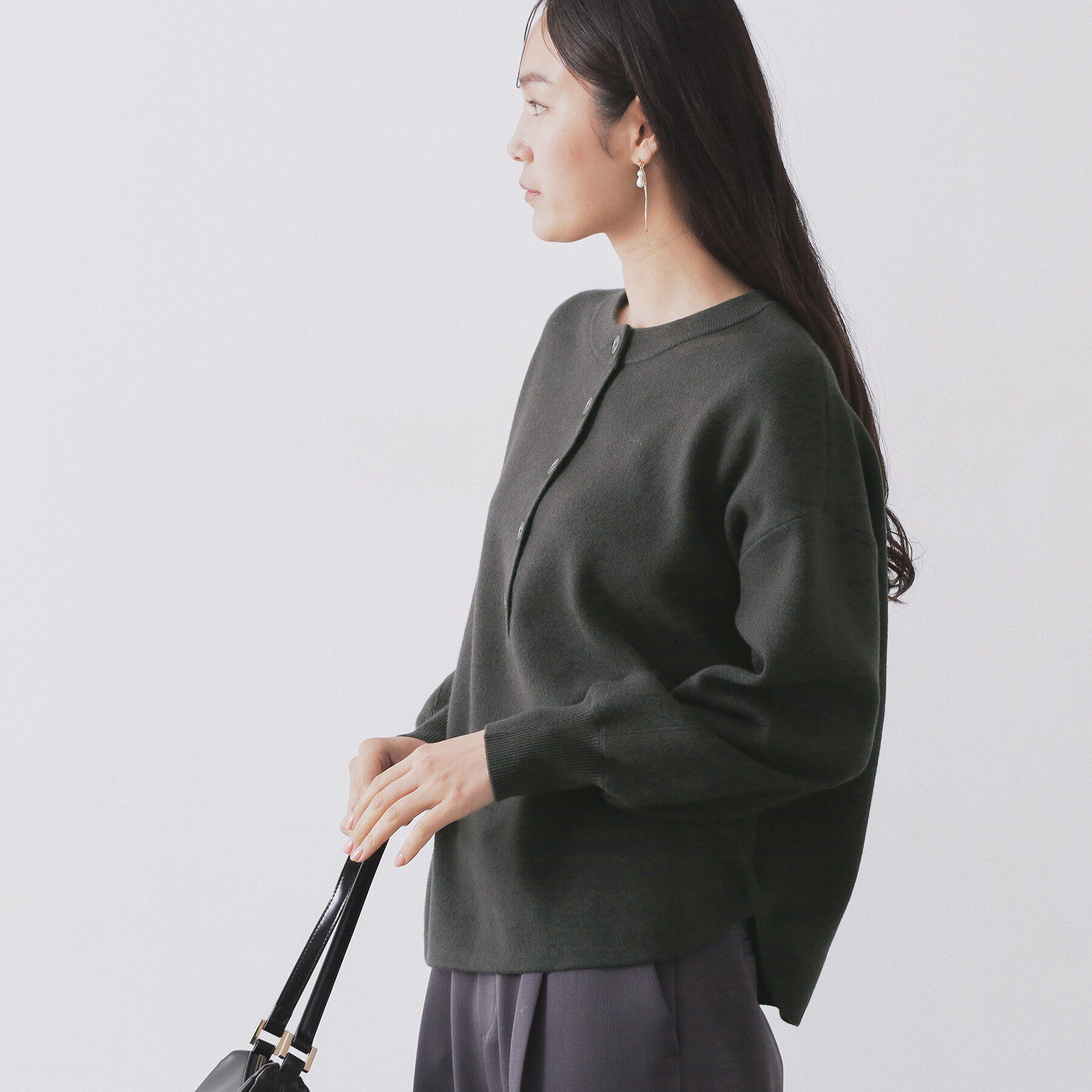 OPAQUE.CLIP「ヘンリーネックニット/前後2WAY【洗濯機OK】」|ニット・セーター|