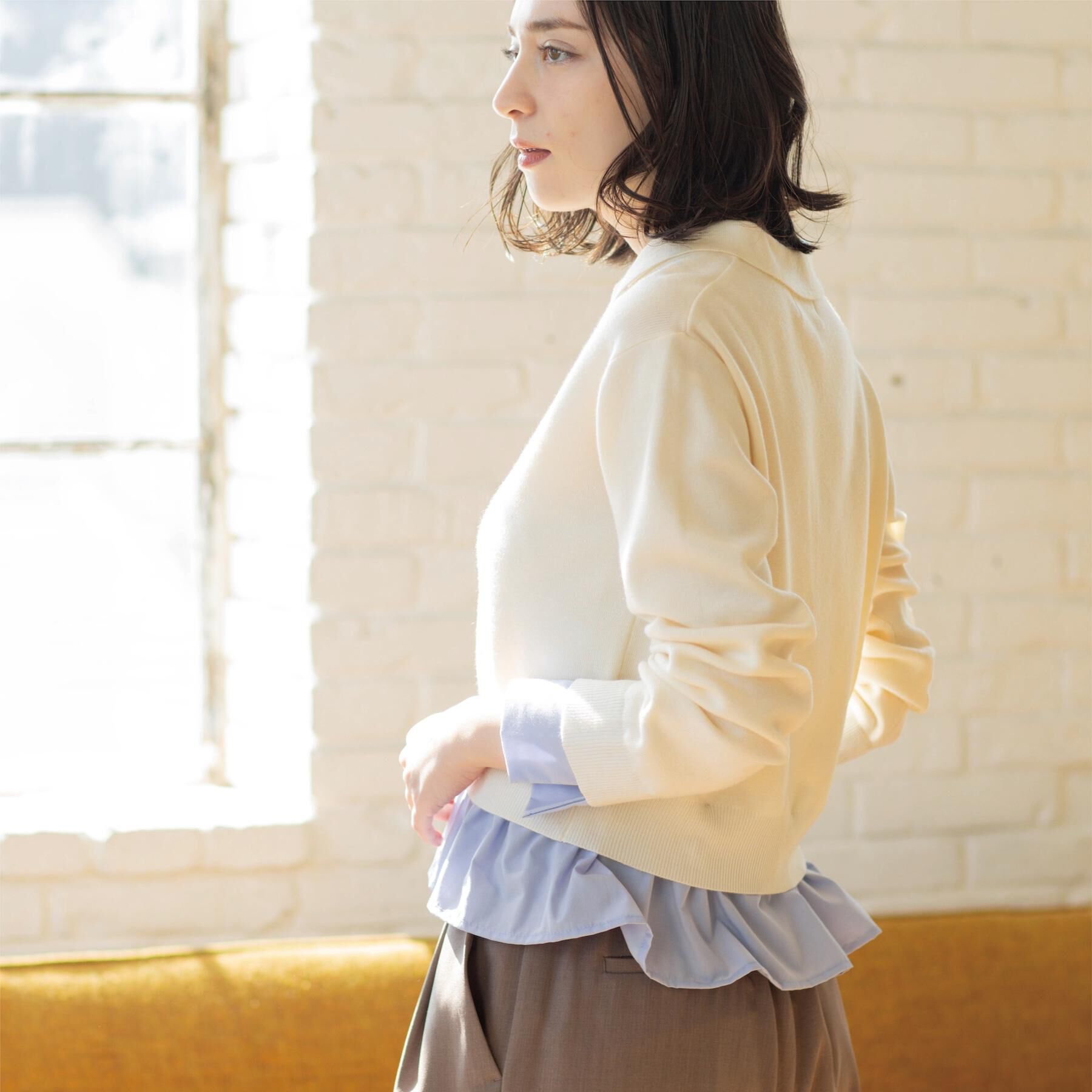 OPAQUE.CLIP「ポロ衿シャツドッキングニット【洗濯機OK】」|カーディガン|