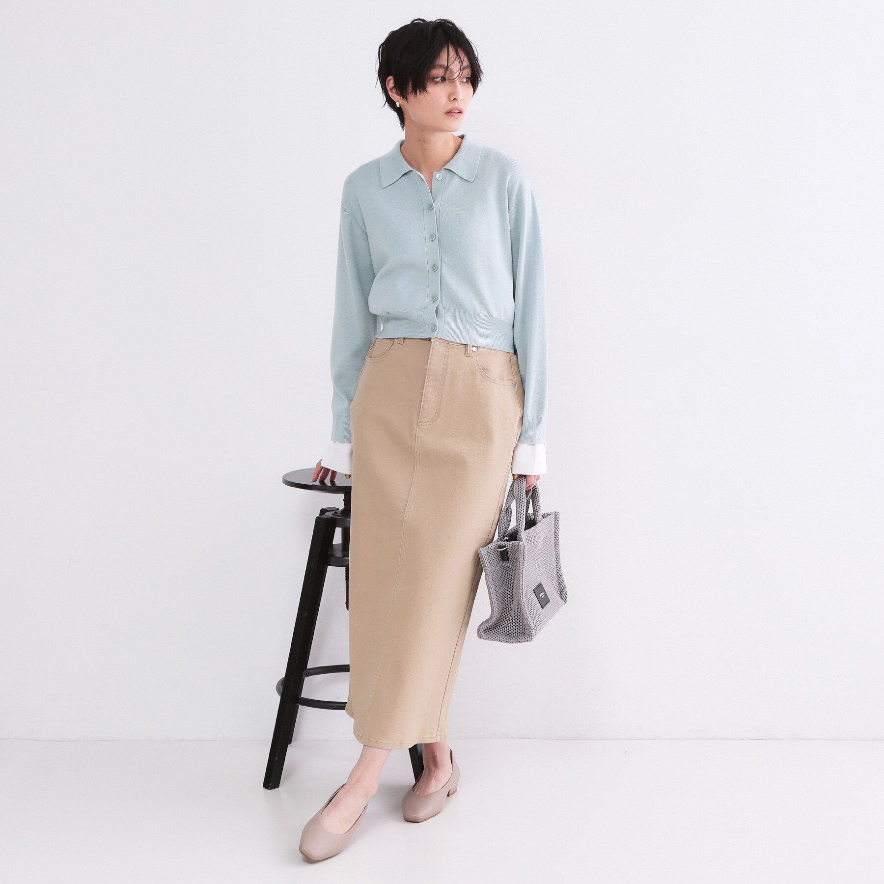 OPAQUE.CLIP「ポロ衿シャツドッキングニット【洗濯機OK】」|カーディガン|