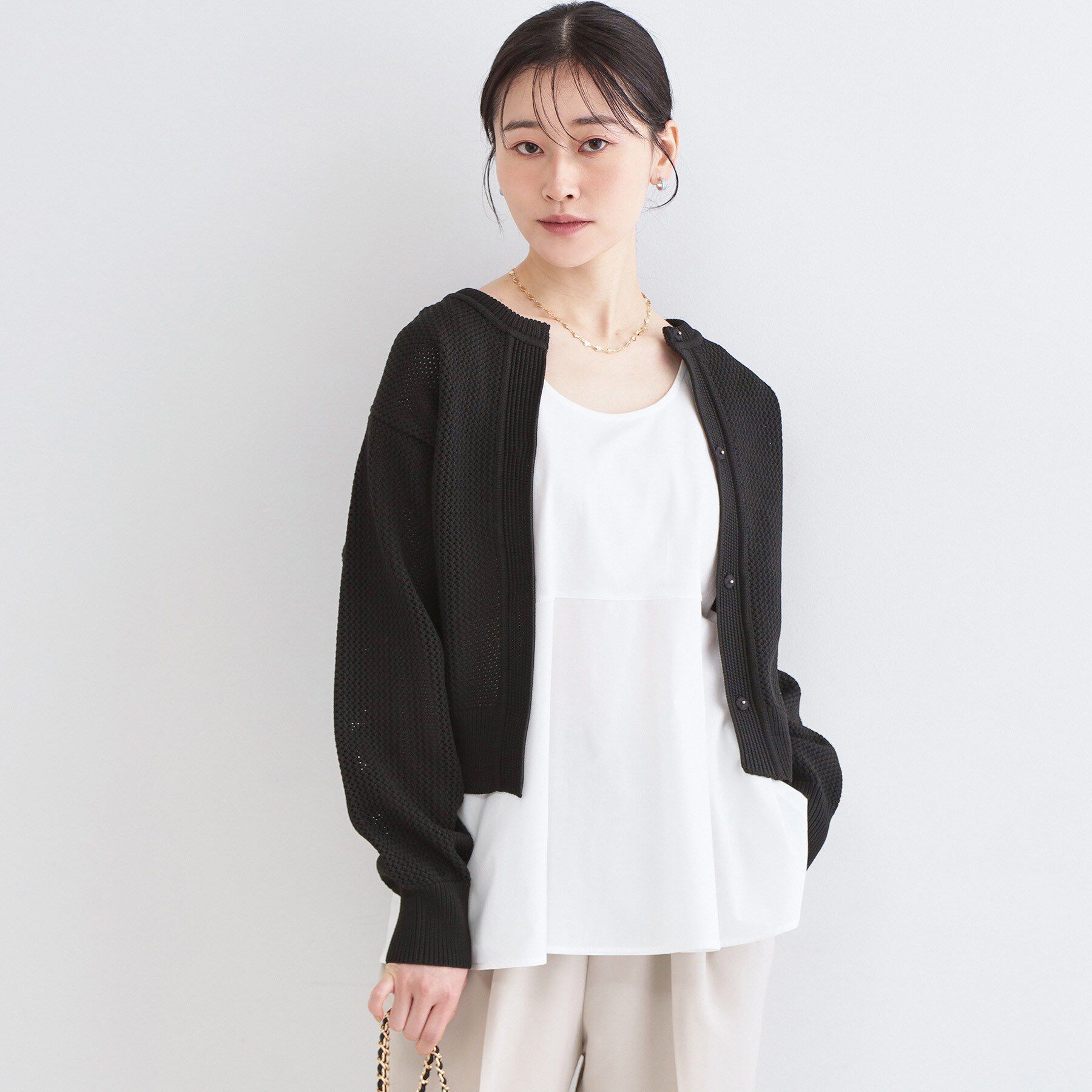 OPAQUE.CLIP「《ツインセット》ワイドニット&times;裾フレアタンクトップ【洗濯機OK】」|ニット・セーター|