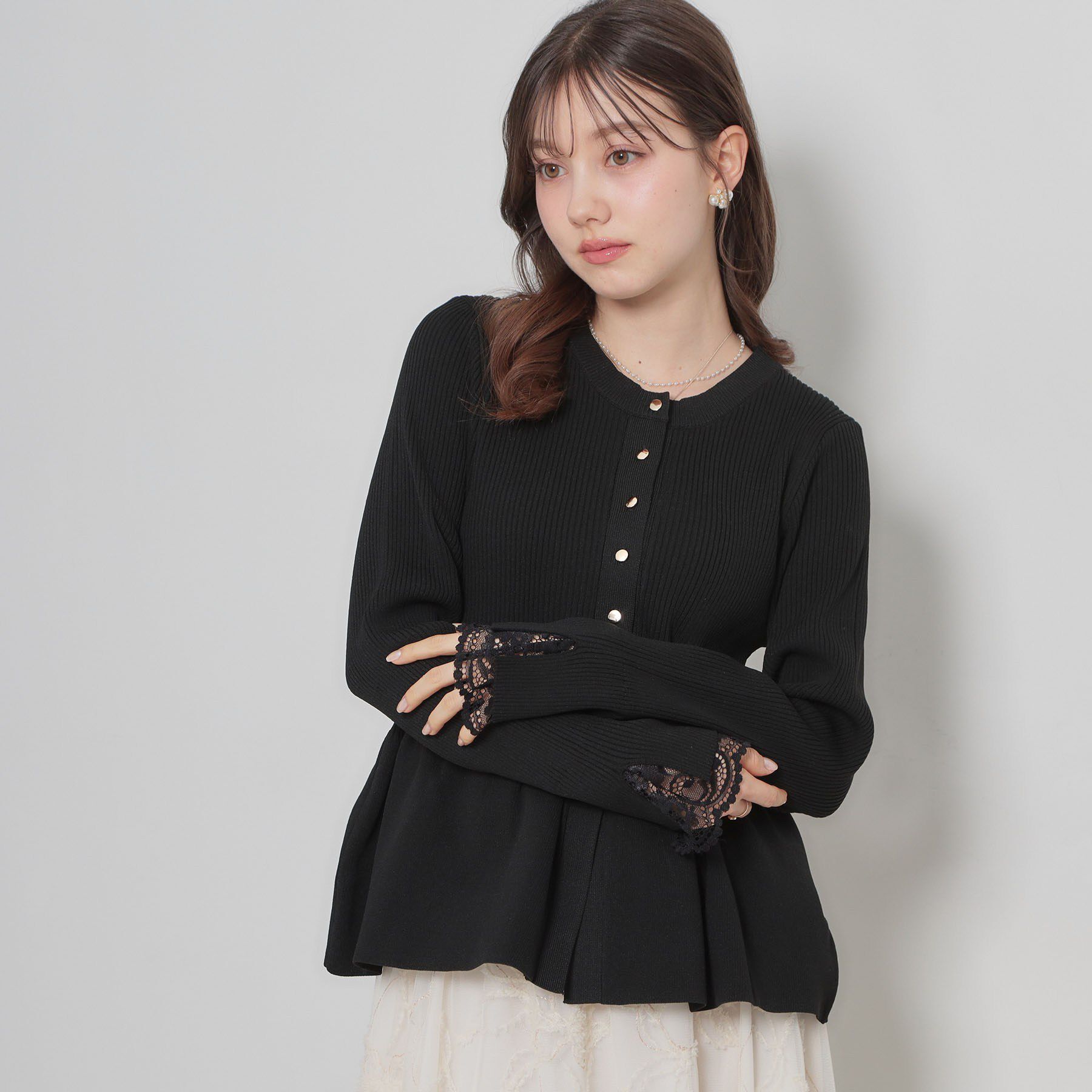 Couture broach「【大人かわいい・洗える】ペプラムニットカーディガン」|カーディガン|