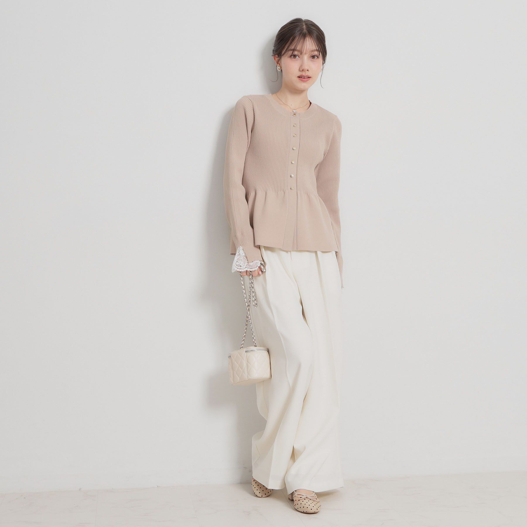 Couture broach「【大人かわいい・洗える】ペプラムニットカーディガン」|カーディガン|