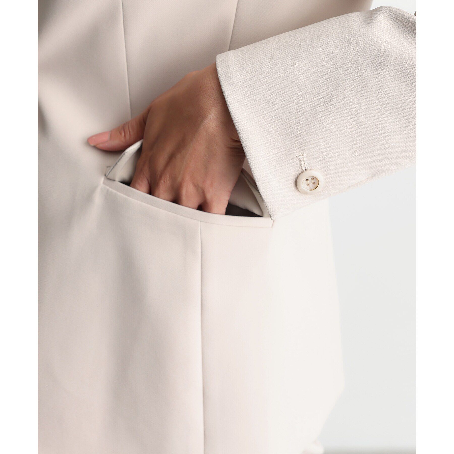 THE SHOP TK「【汚れ防止／シワになりにくい／セレモニー／通勤】ダブルクロスノーカラージャケット／洗える／サスティナ」|ノーカラージャケット|