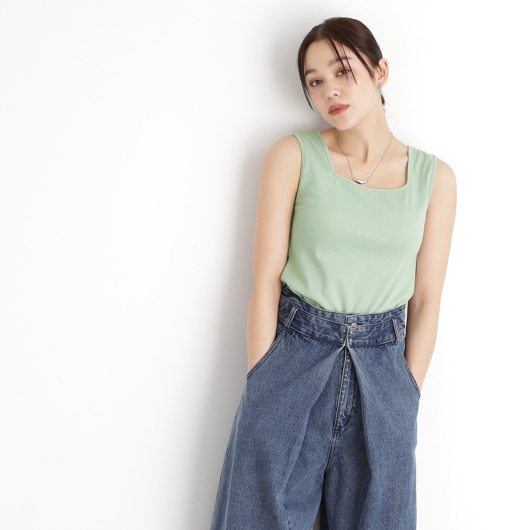 THE SHOP TK「【前後2WAY】スクエアリブタンク/洗える」|キャミソール|