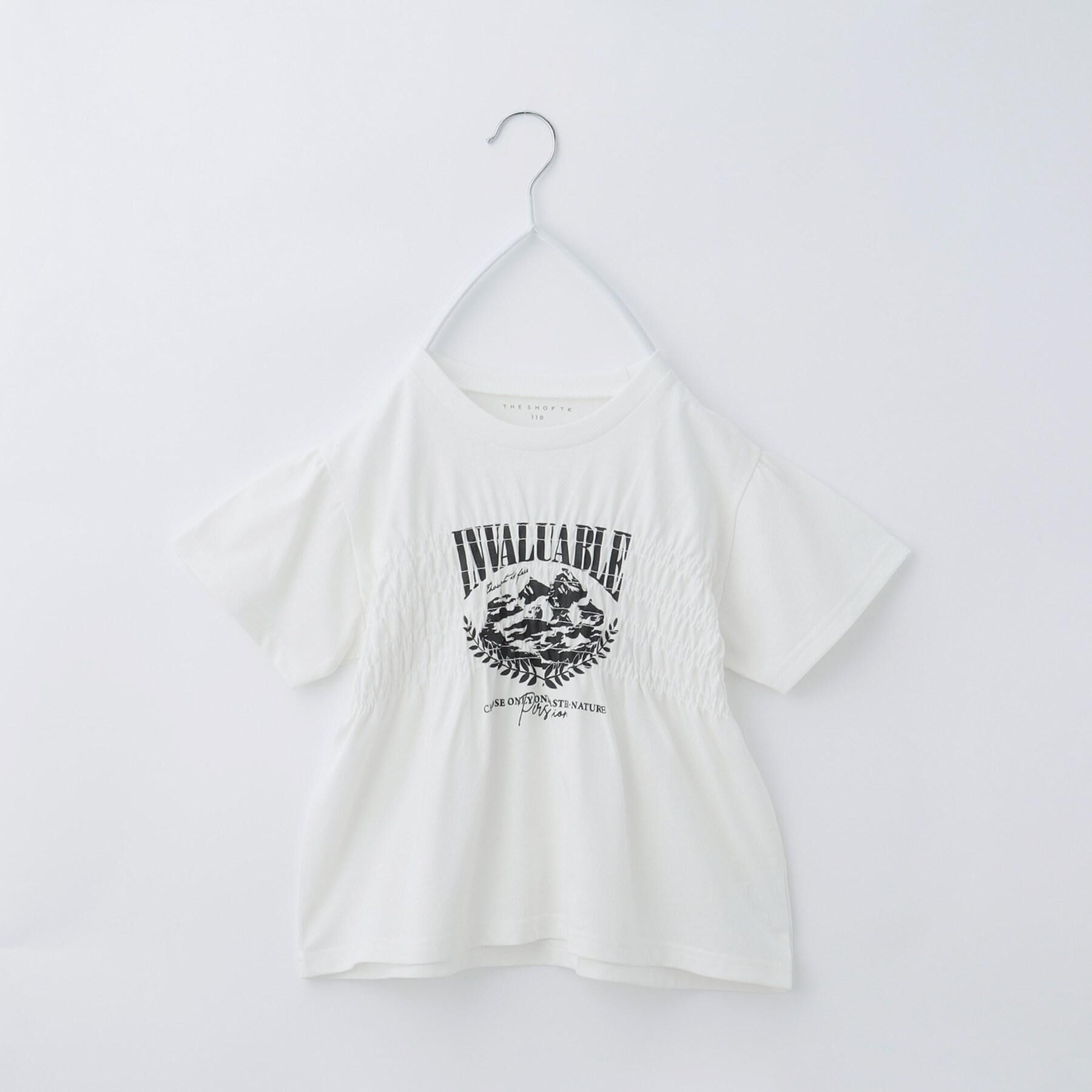 THE SHOP TK「【110-150】シャーリングロゴTシャツ/ママとおそろい・洗濯機OK」|Tシャツ・カットソー|