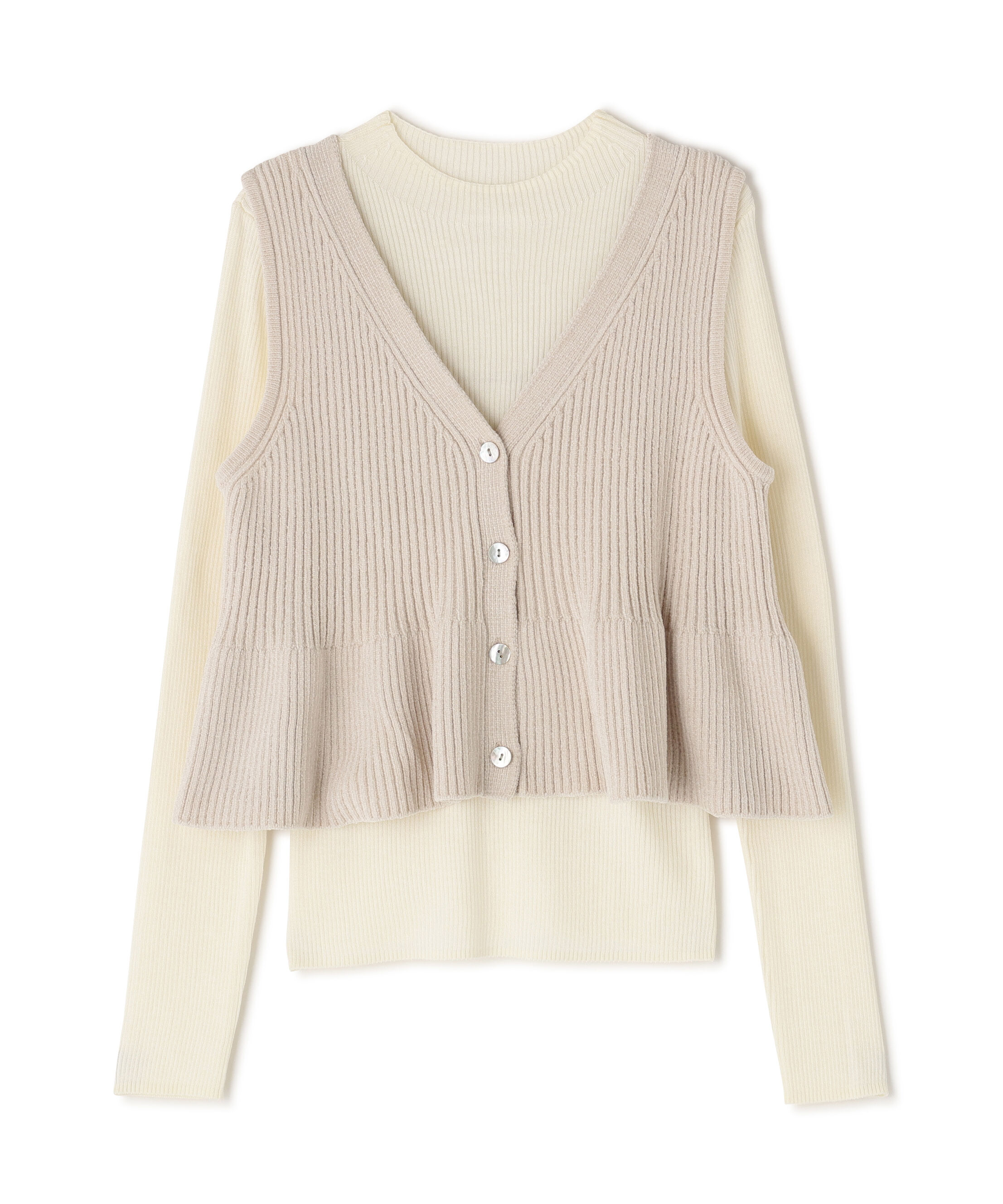  「ペプラムベスト＆リブニット」|ニット・セーター|