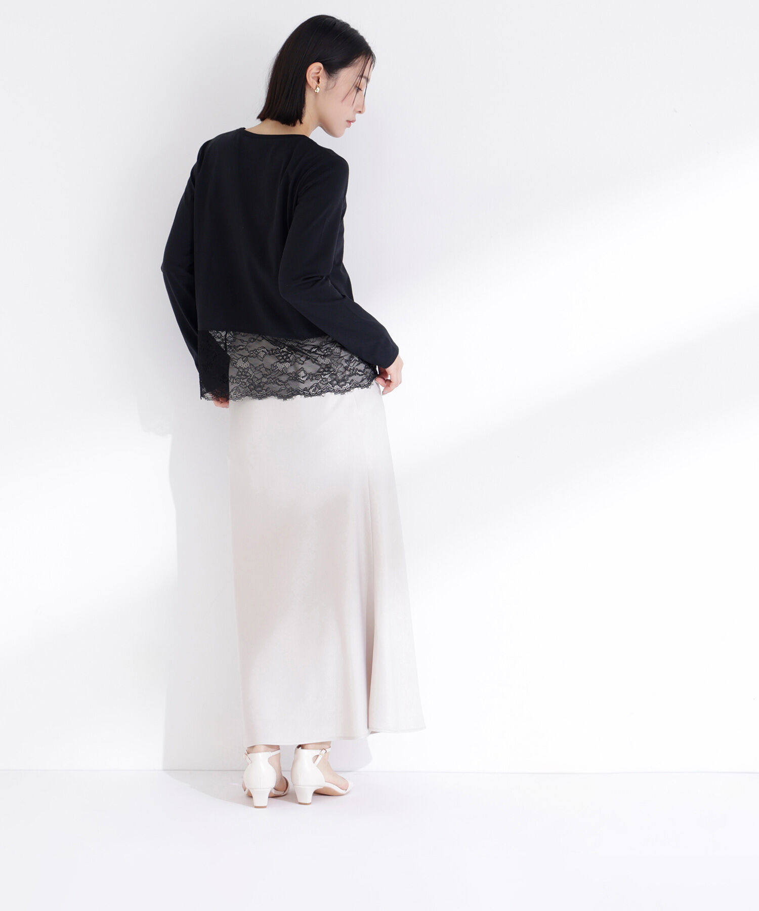  「レースドッキングカットソー」|Tシャツ・カットソー|