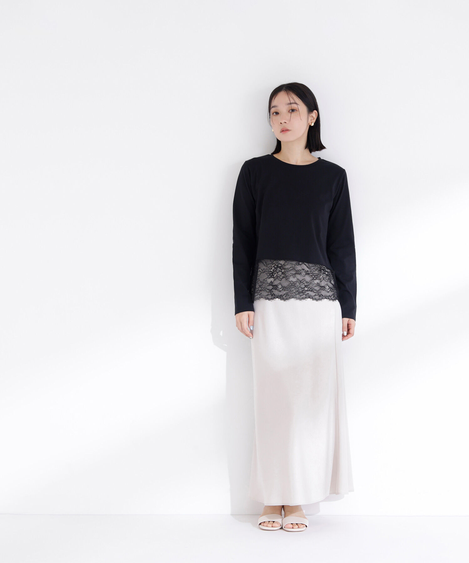  「レースドッキングカットソー」|Tシャツ・カットソー|