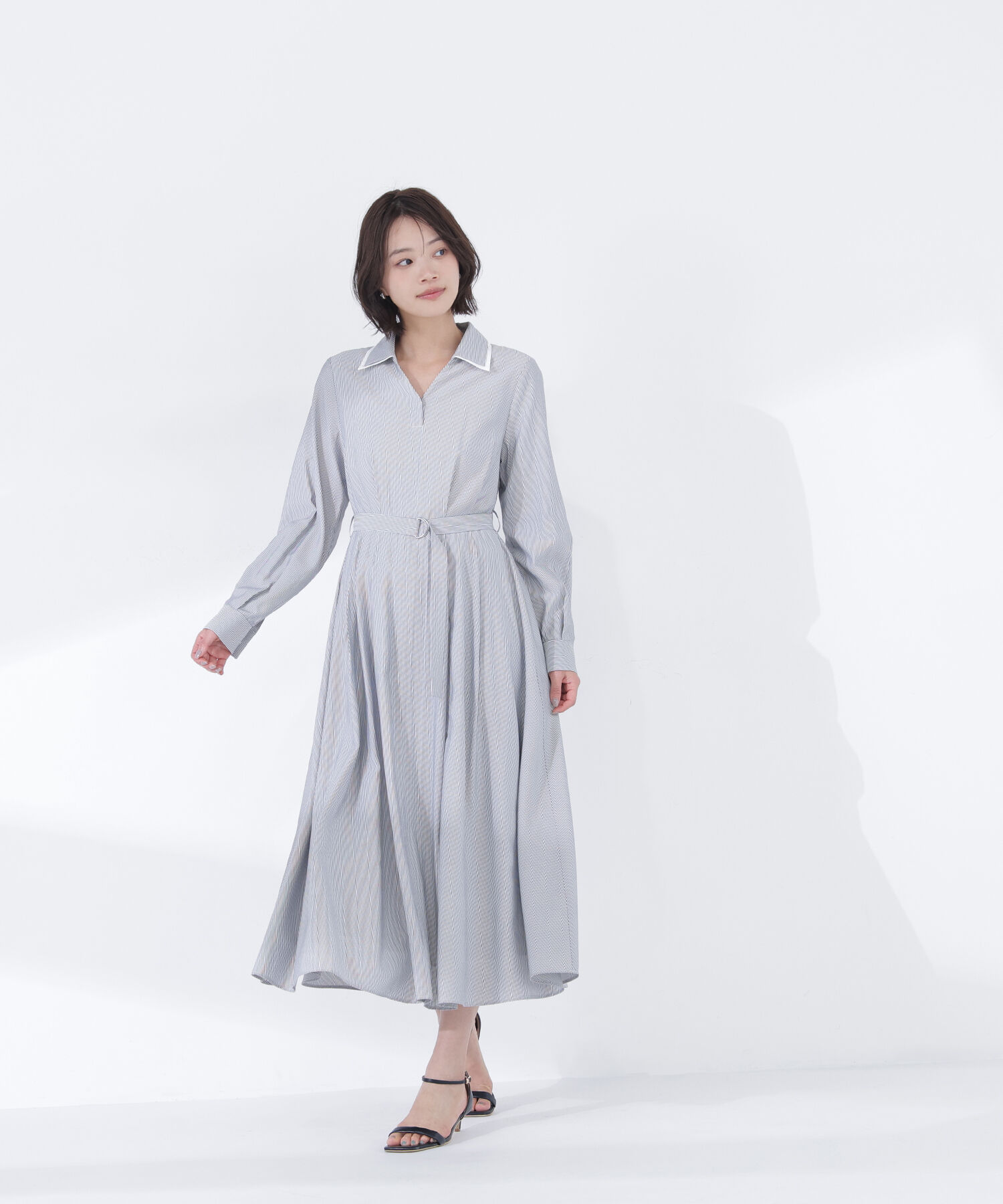  「ダブルカラーシャツワンピース」|ワンピース|