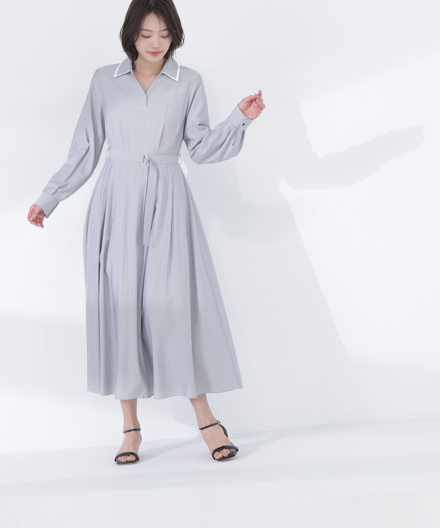  「ダブルカラーシャツワンピース」|ワンピース|