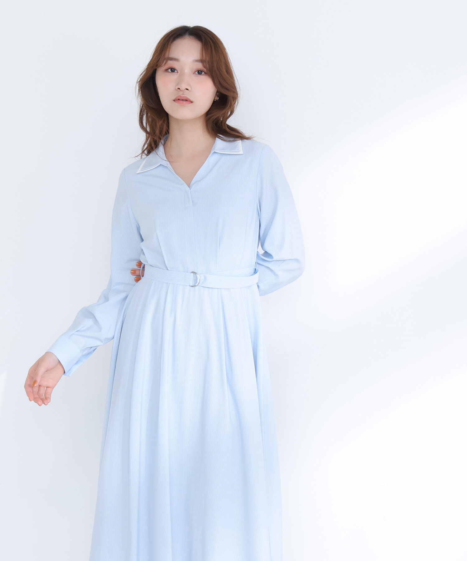  「ダブルカラーシャツワンピース」|ワンピース|