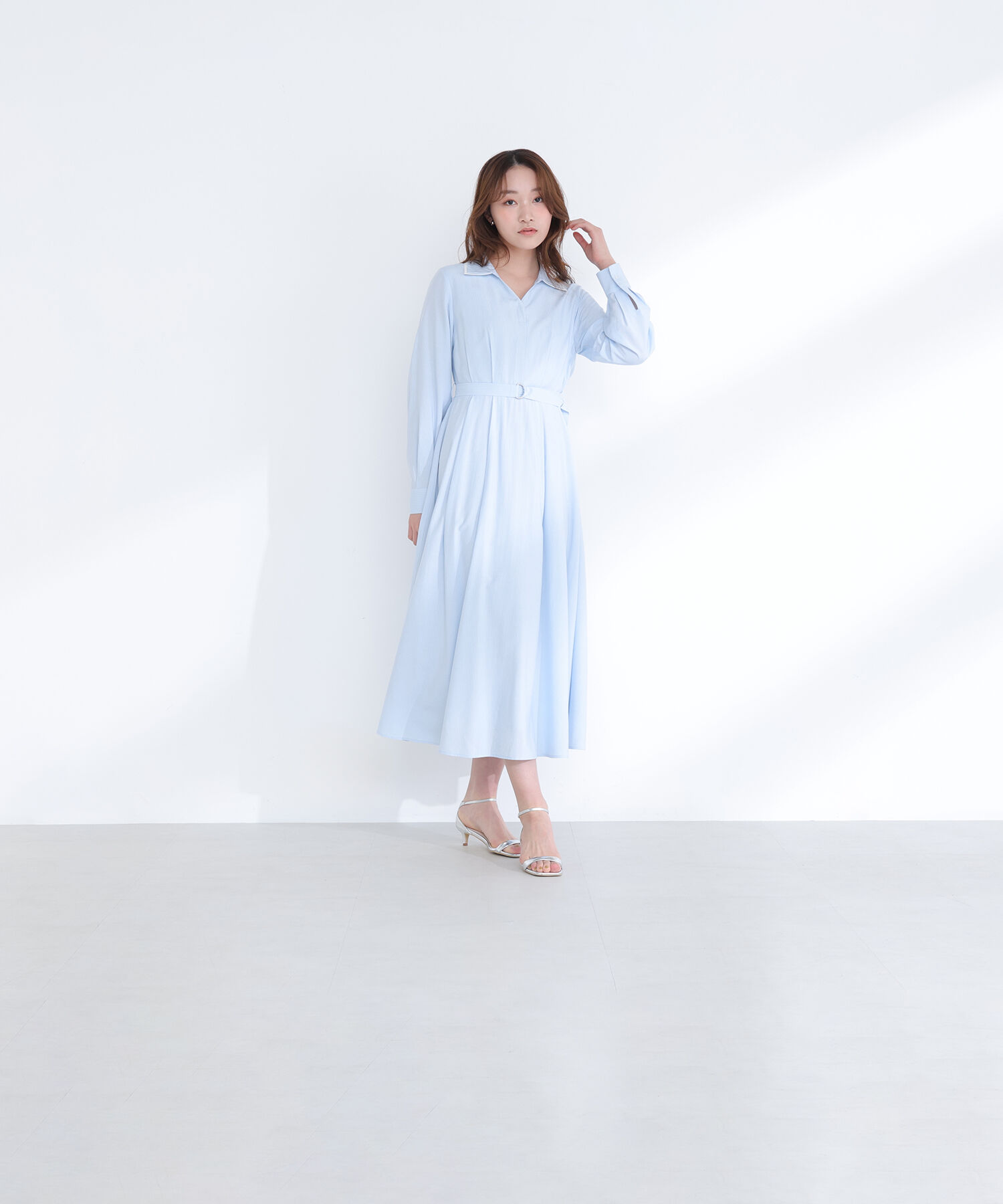  「ダブルカラーシャツワンピース」|ワンピース|