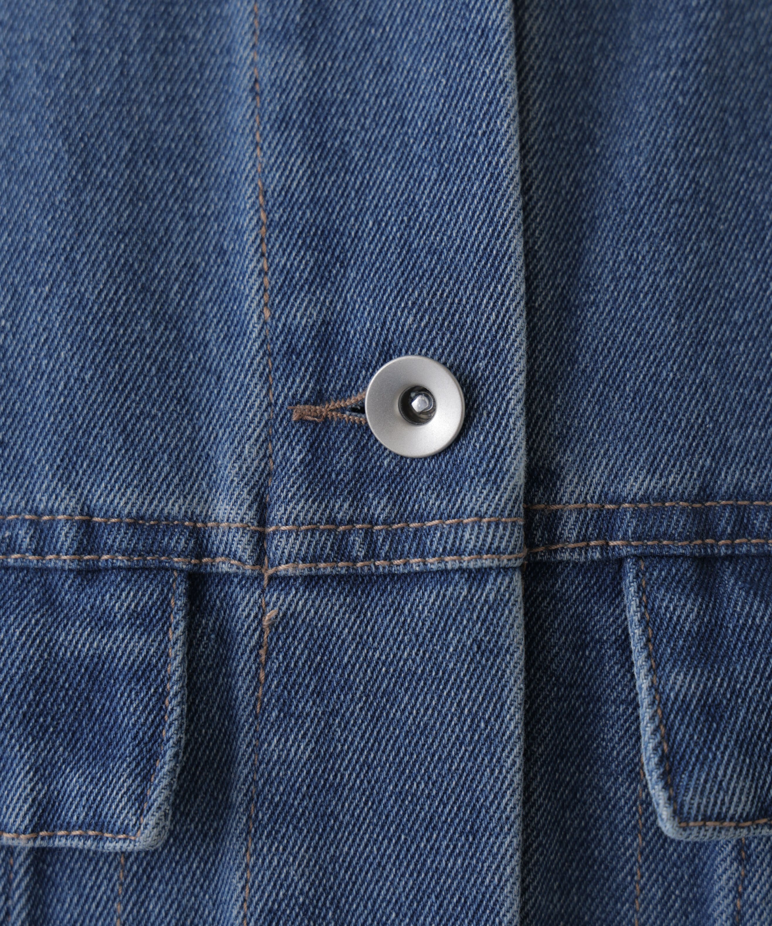  「ミドル丈デニムベスト」|ブルゾン・スタジャン|