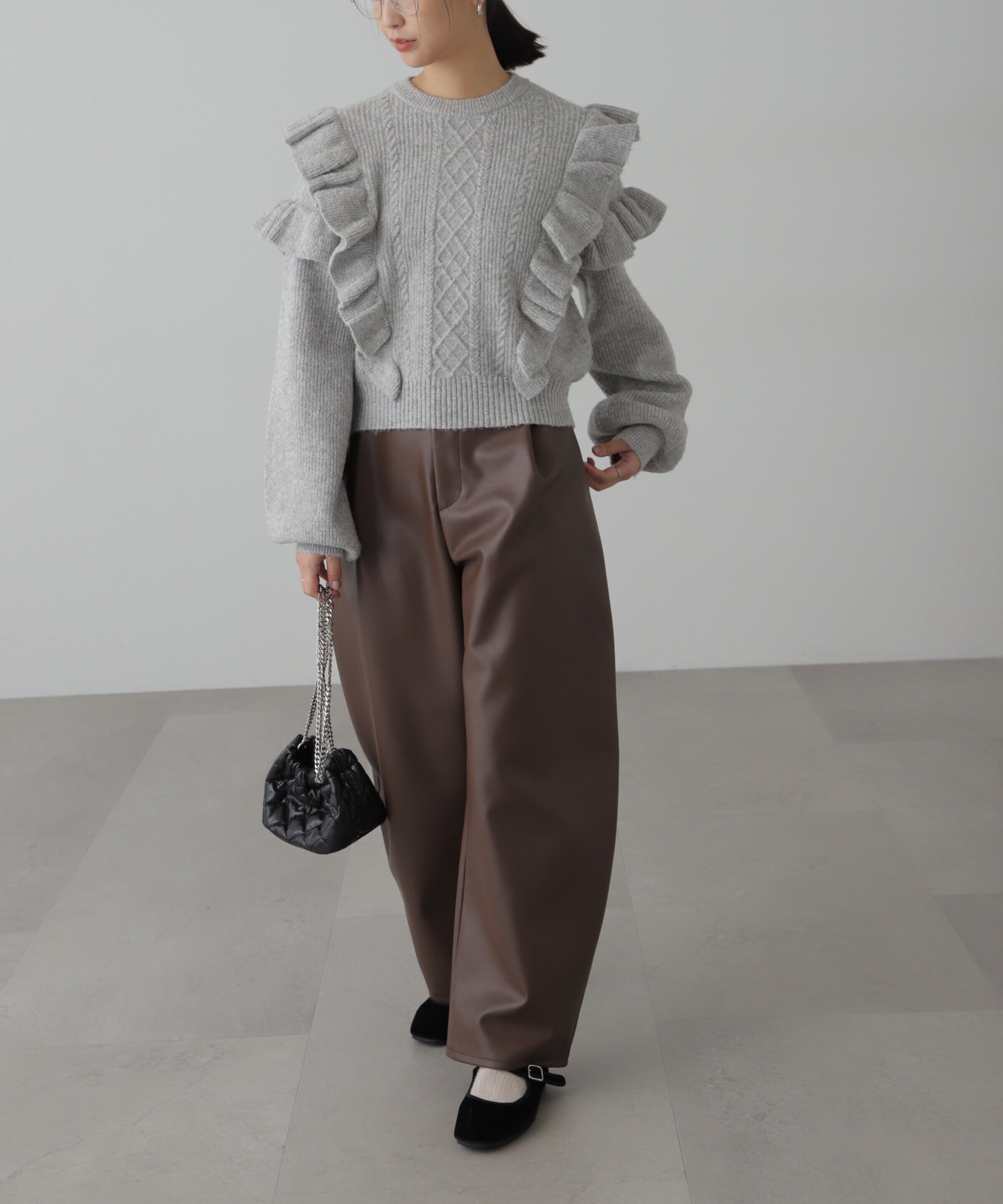  「合皮タックカーヴィーパンツ」|その他|