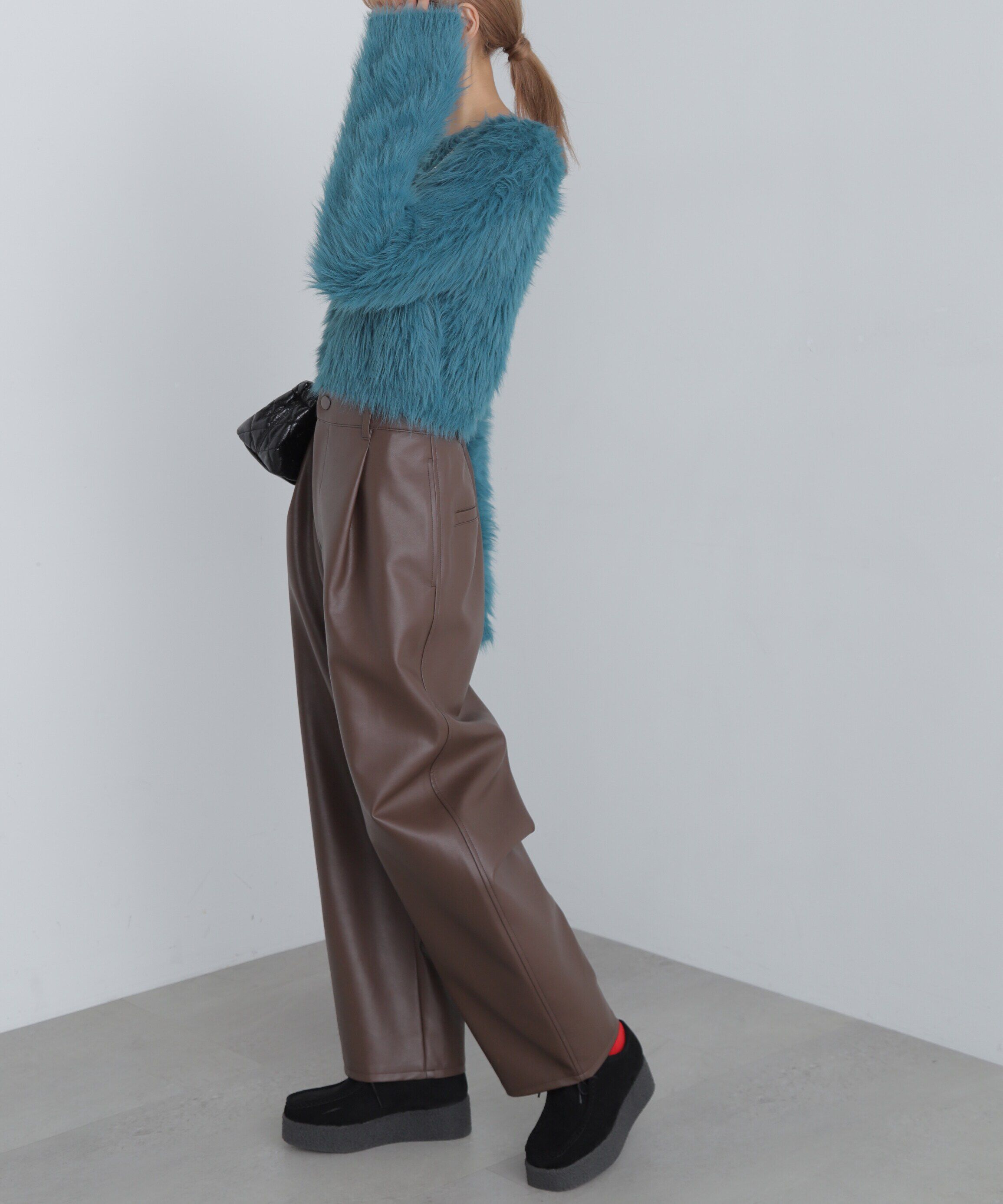  「合皮タックカーヴィーパンツ」|その他|