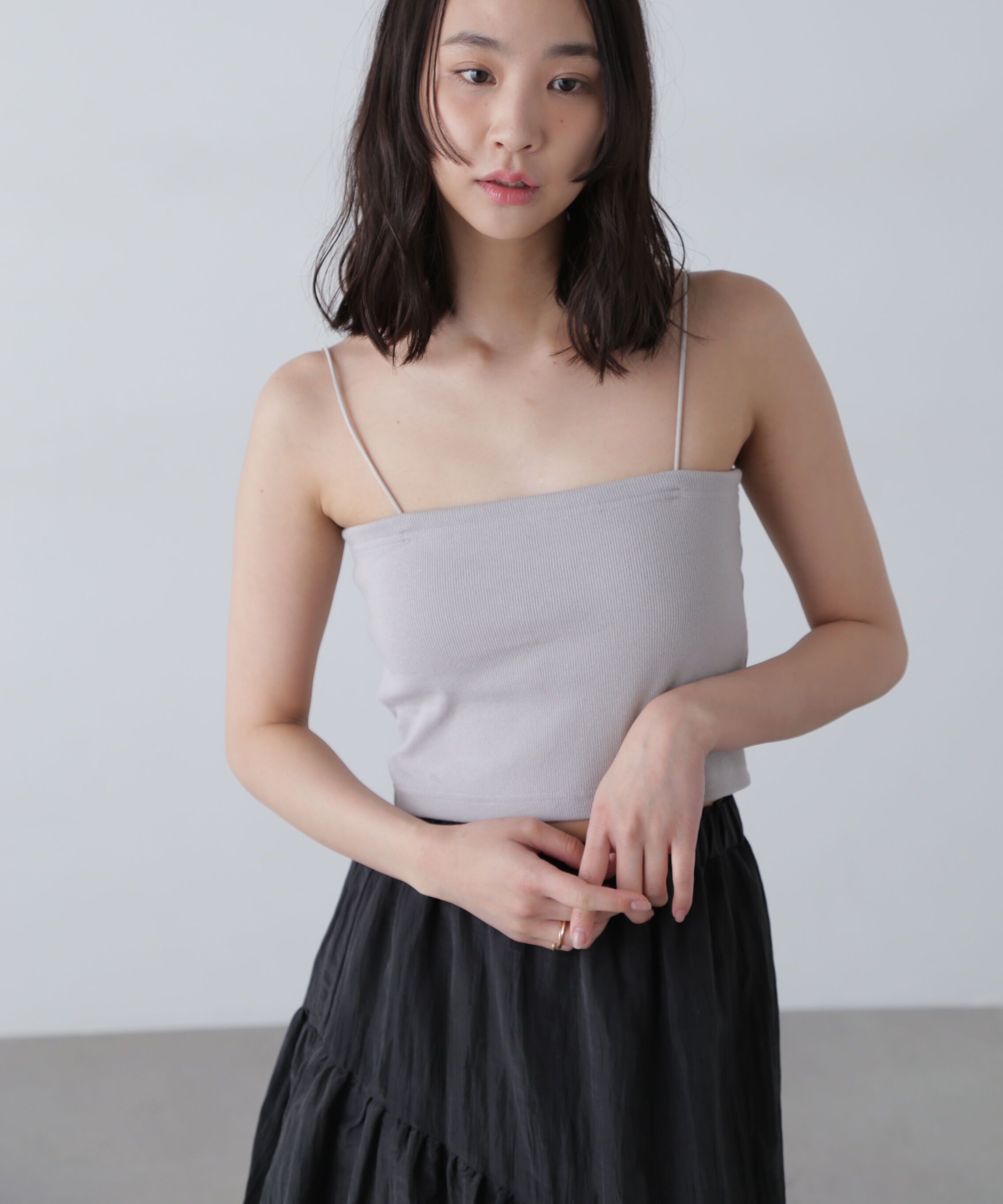  「カップ付きショート丈キャミソール」|Tシャツ・カットソー|グレー