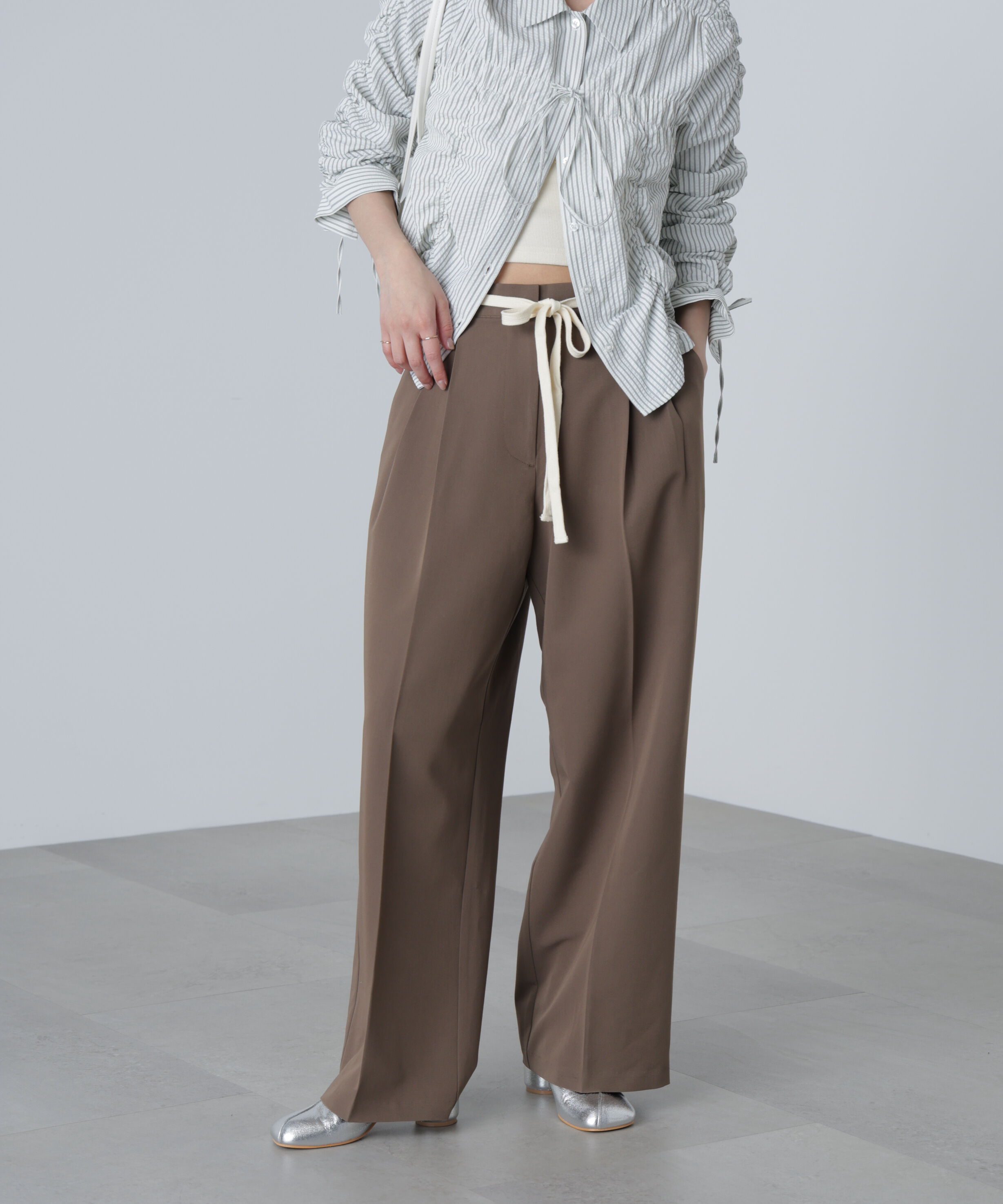  「杉綾リボンベルトワイドパンツ」|その他|