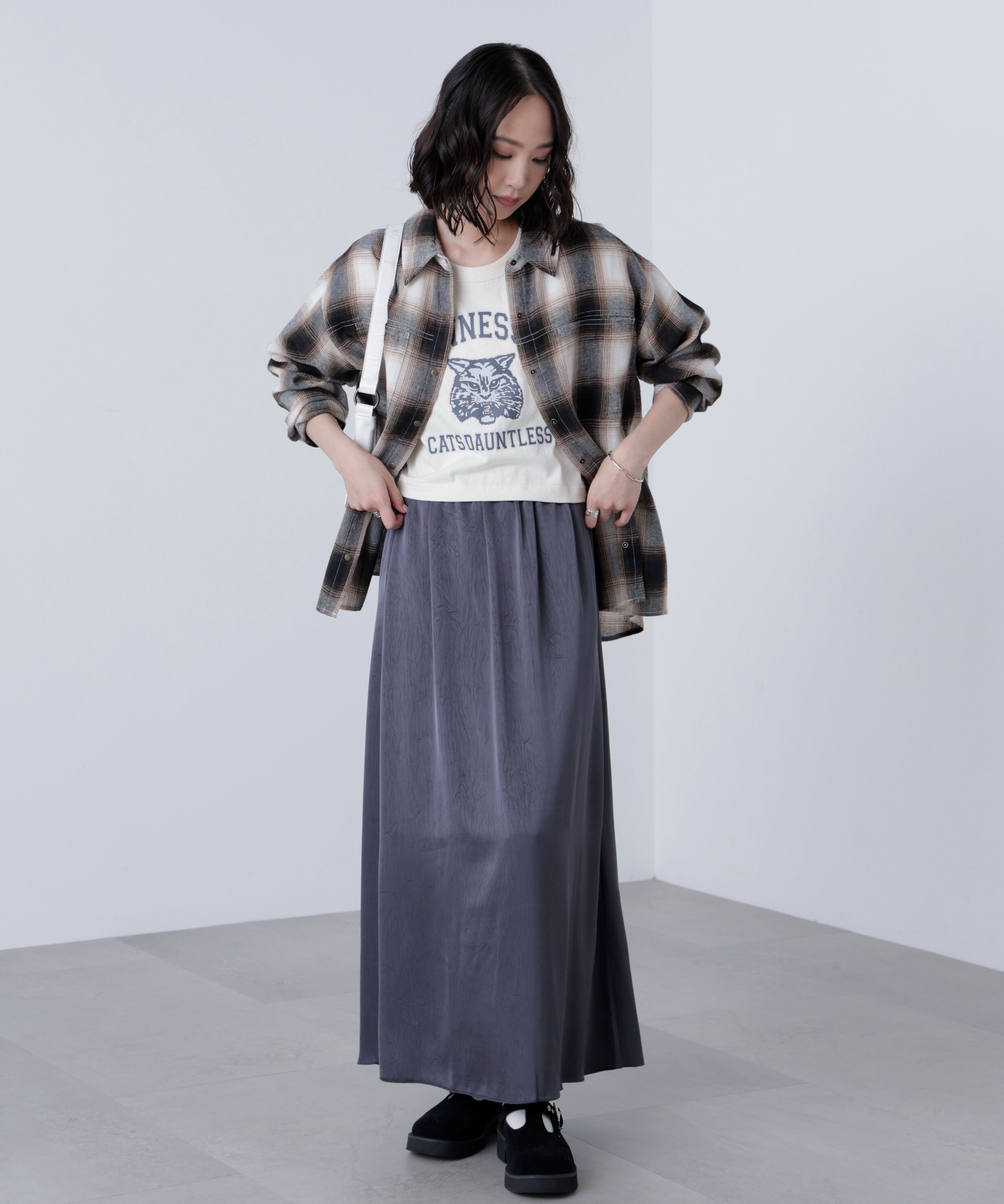  「サテンナローロングスカート」|スカート|