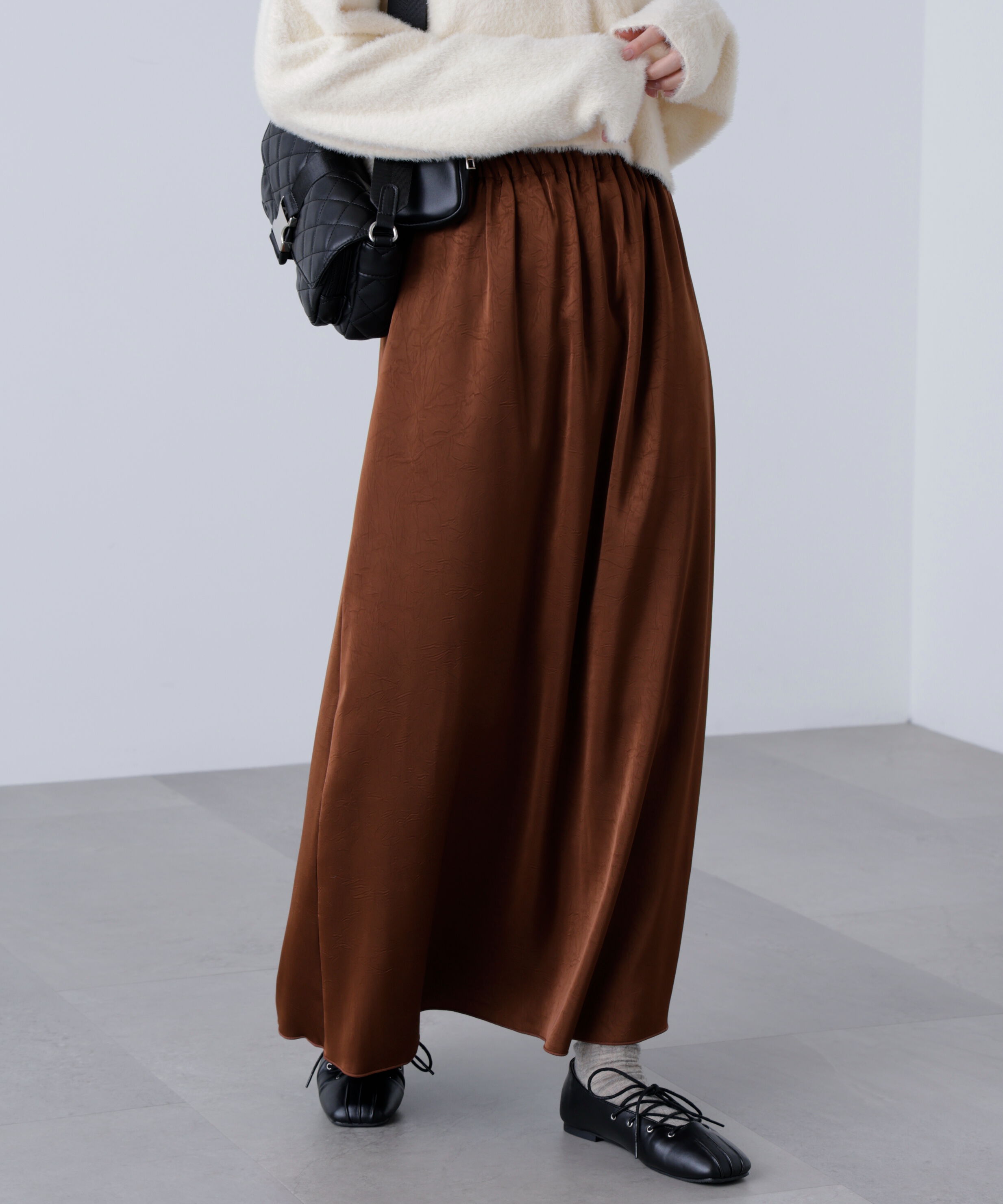  「サテンナローロングスカート」|スカート|