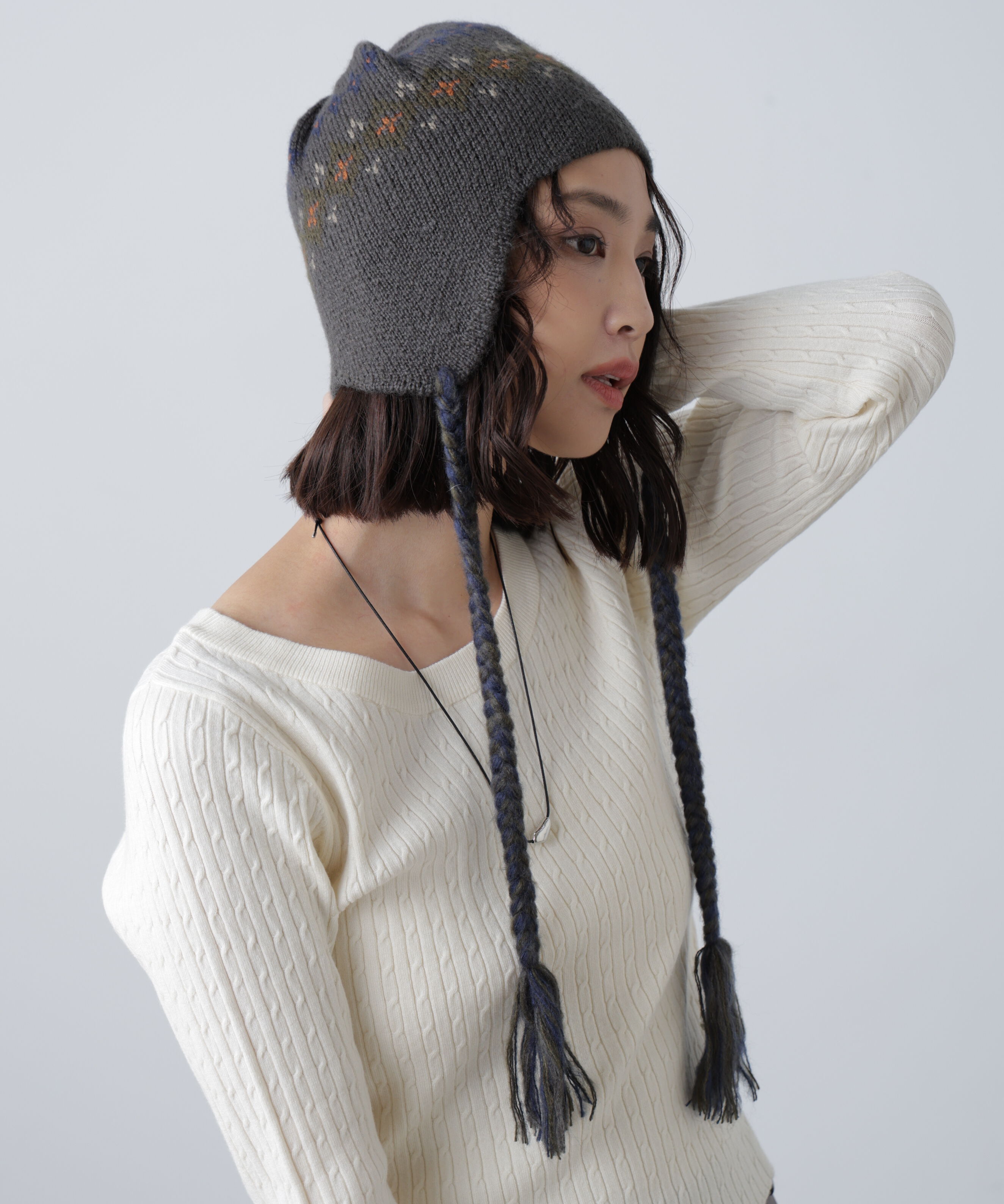  「ノルディック柄イヤーニット帽」|ソックス|