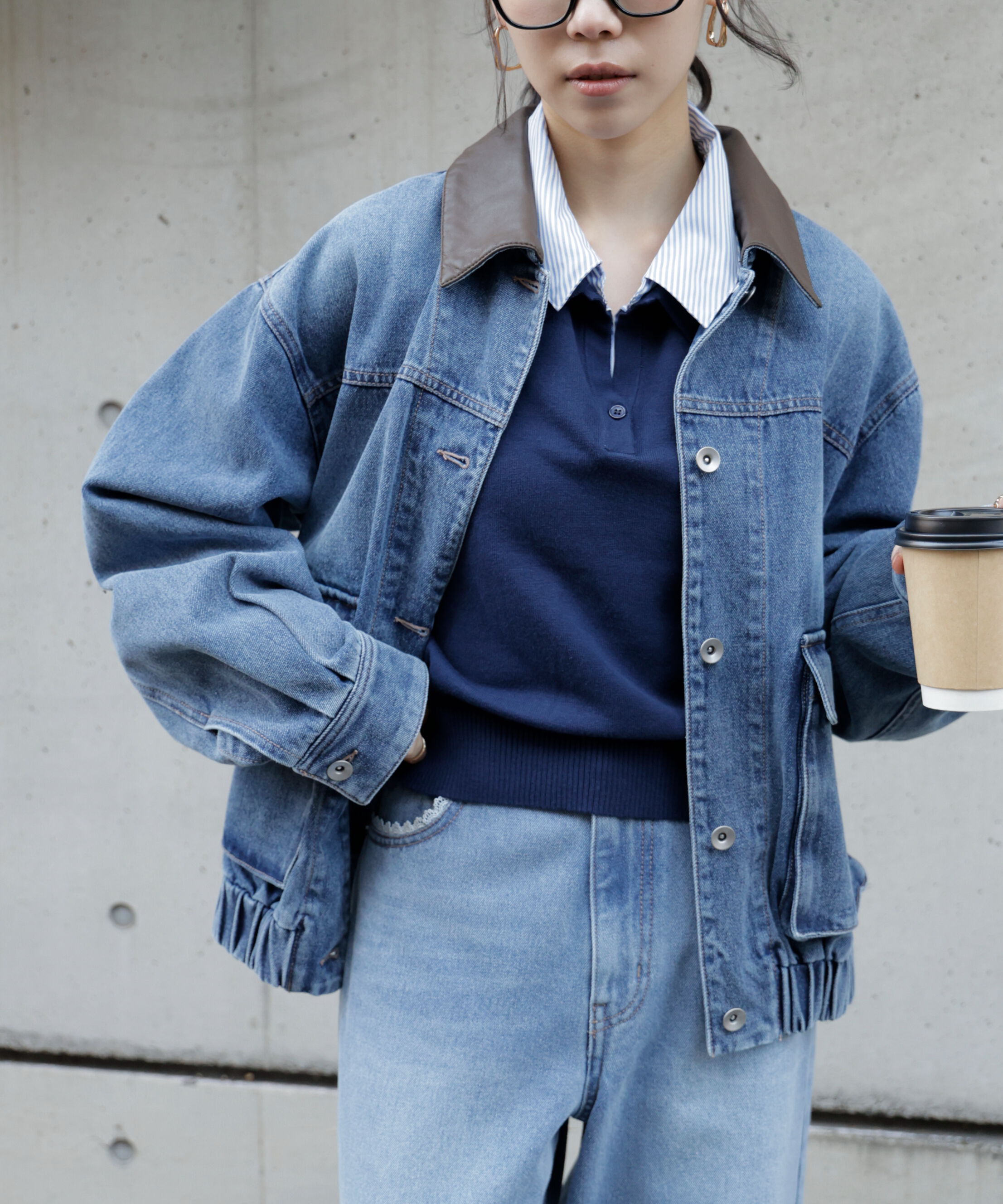  「バイカラーワークジャケット」|ブルゾン・スタジャン|