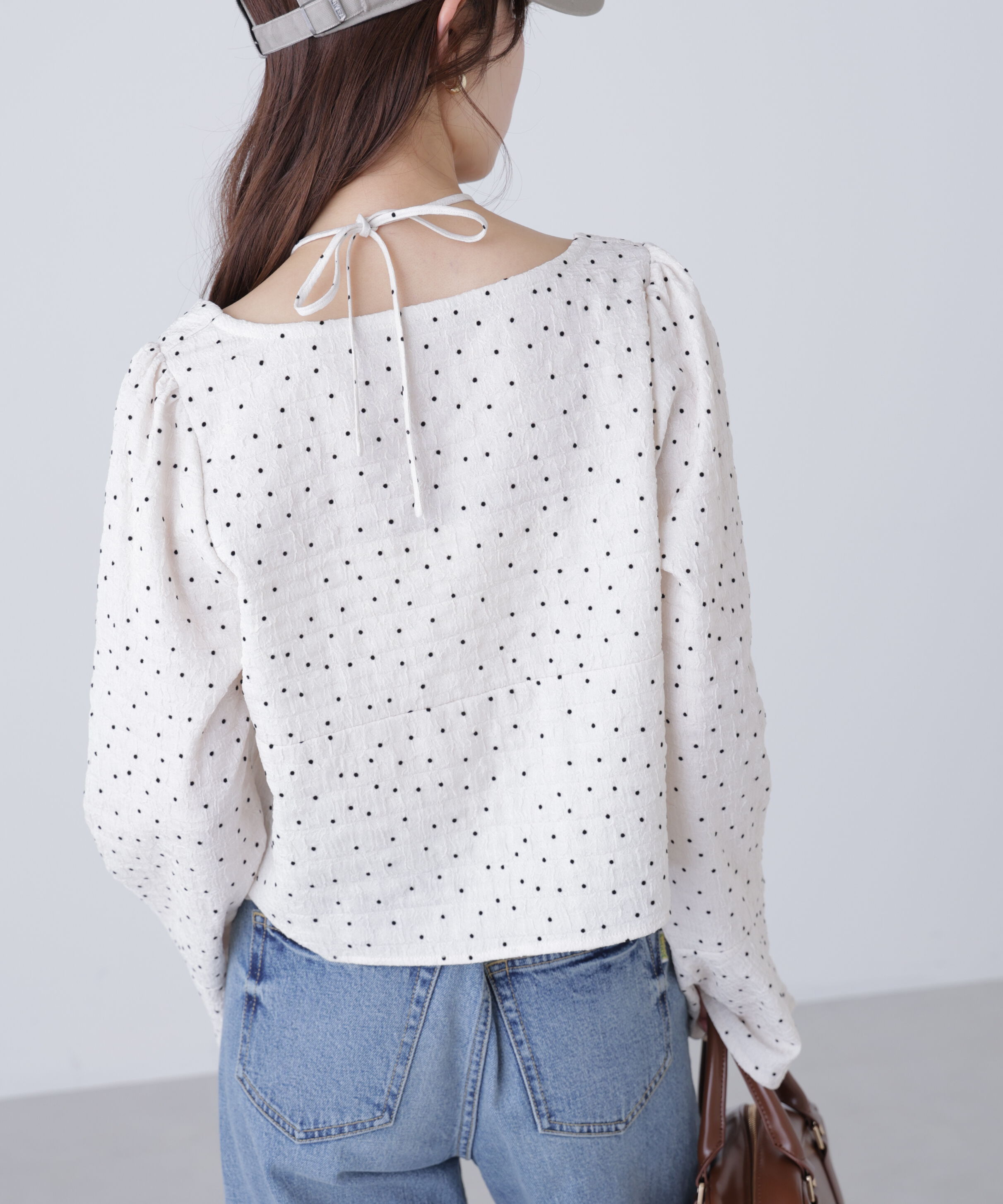  「フロントギャザーネックリボン付きブラウス」|シャツ・ブラウス|