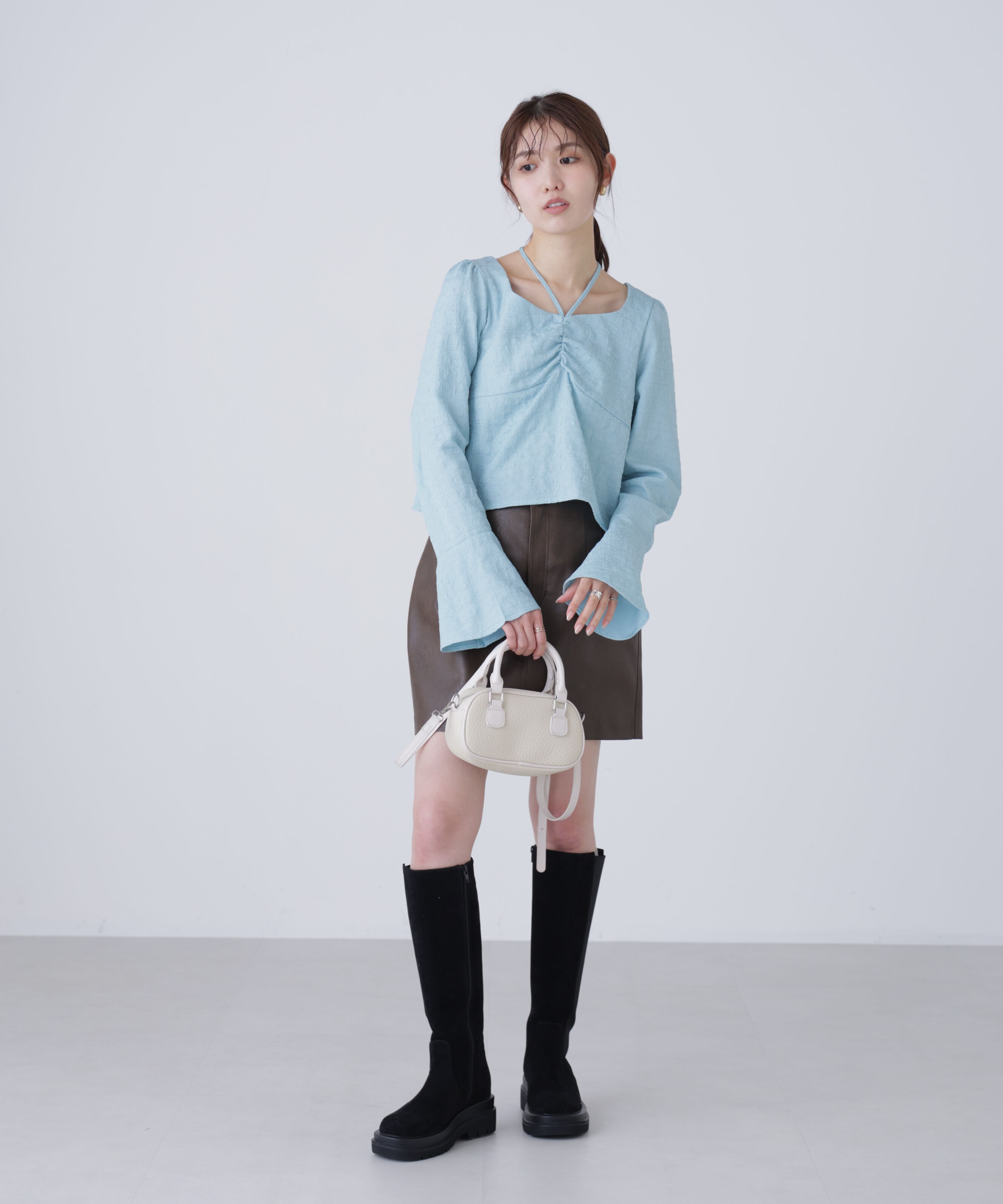  「フロントギャザーネックリボン付きブラウス」|シャツ・ブラウス|