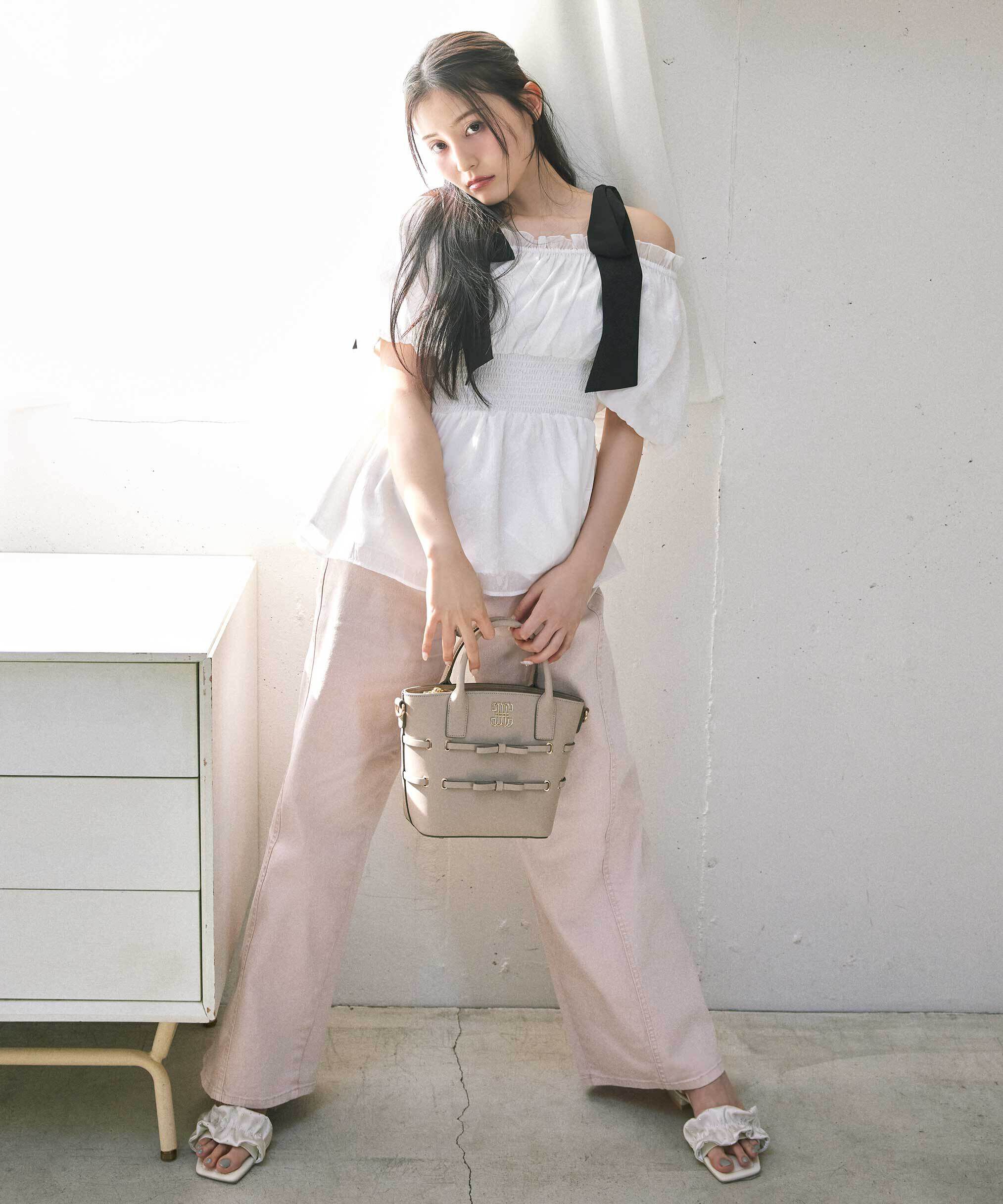  「ハイウエストストレートデニムパンツ」|その他|ピンク