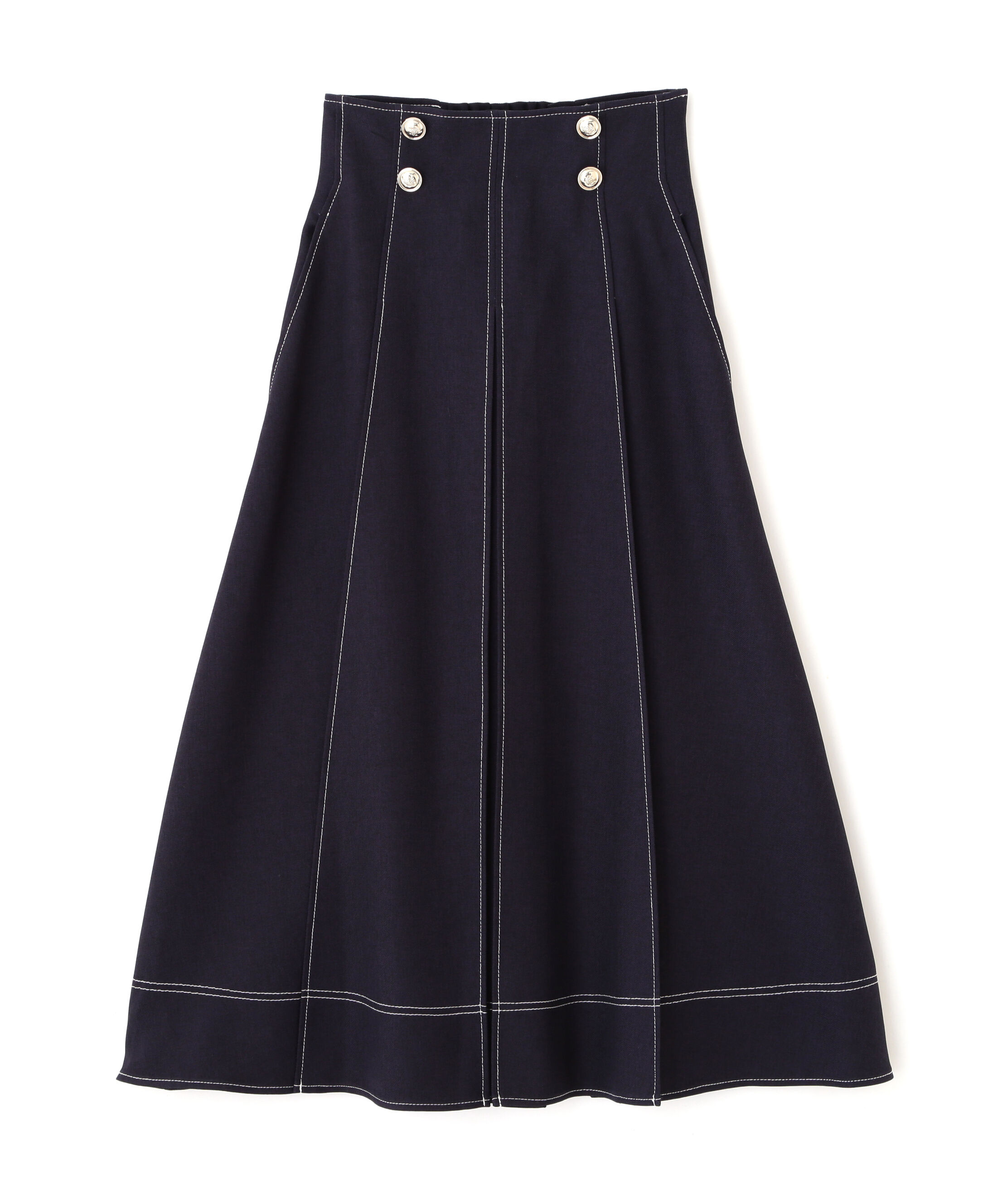  「フロント釦配色ステッチスカート」|スカート|