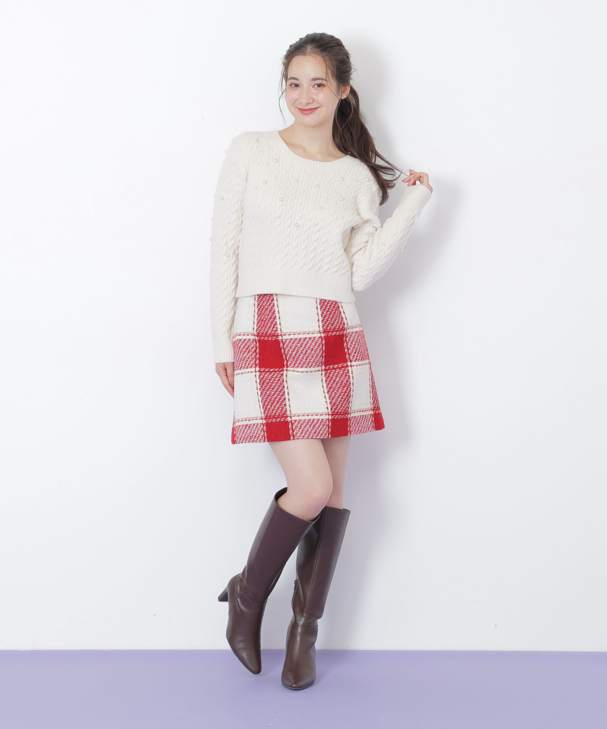  「ランダムパールミニケーブルニット」|ニット・セーター|