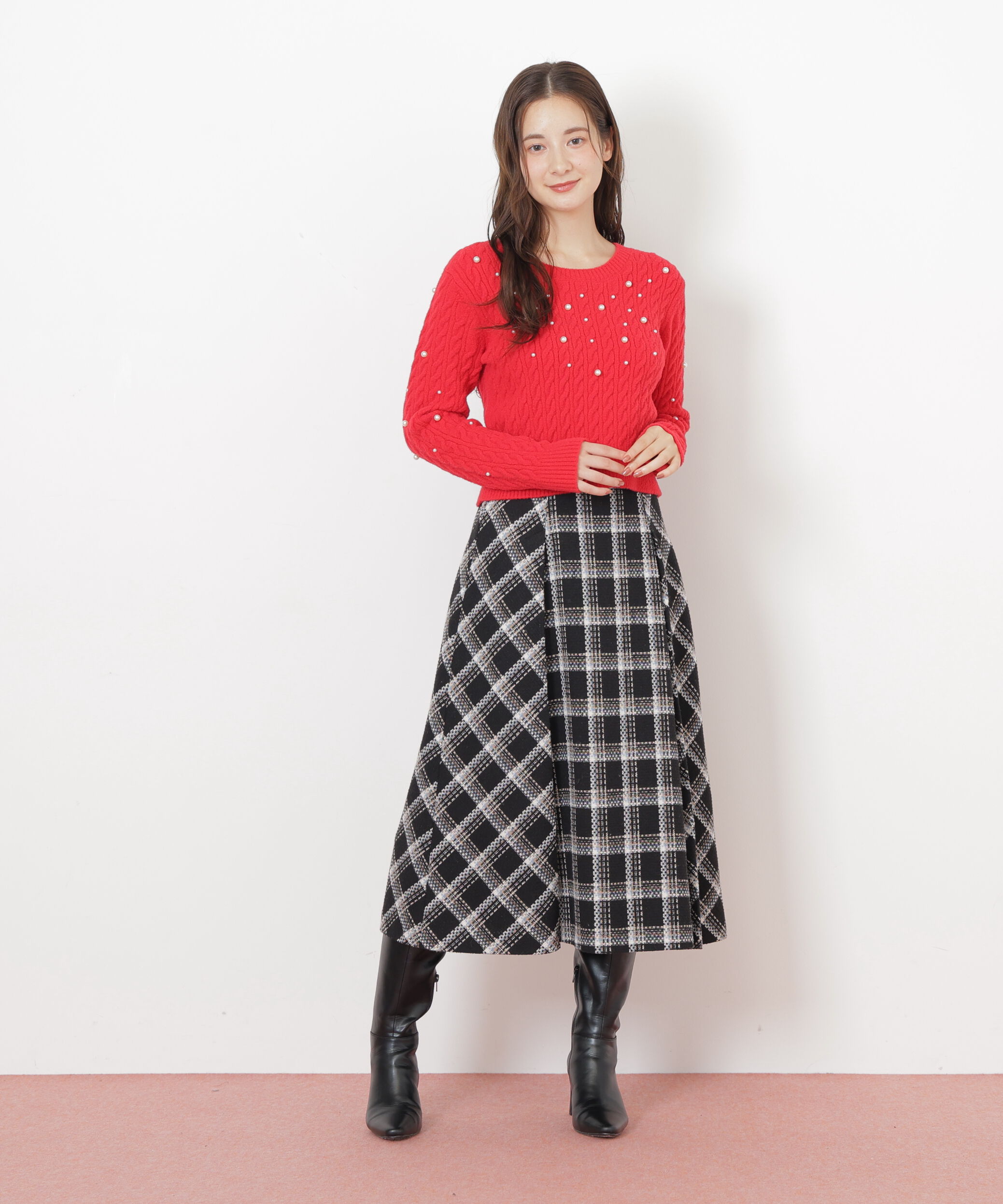  「ランダムパールミニケーブルニット」|ニット・セーター|