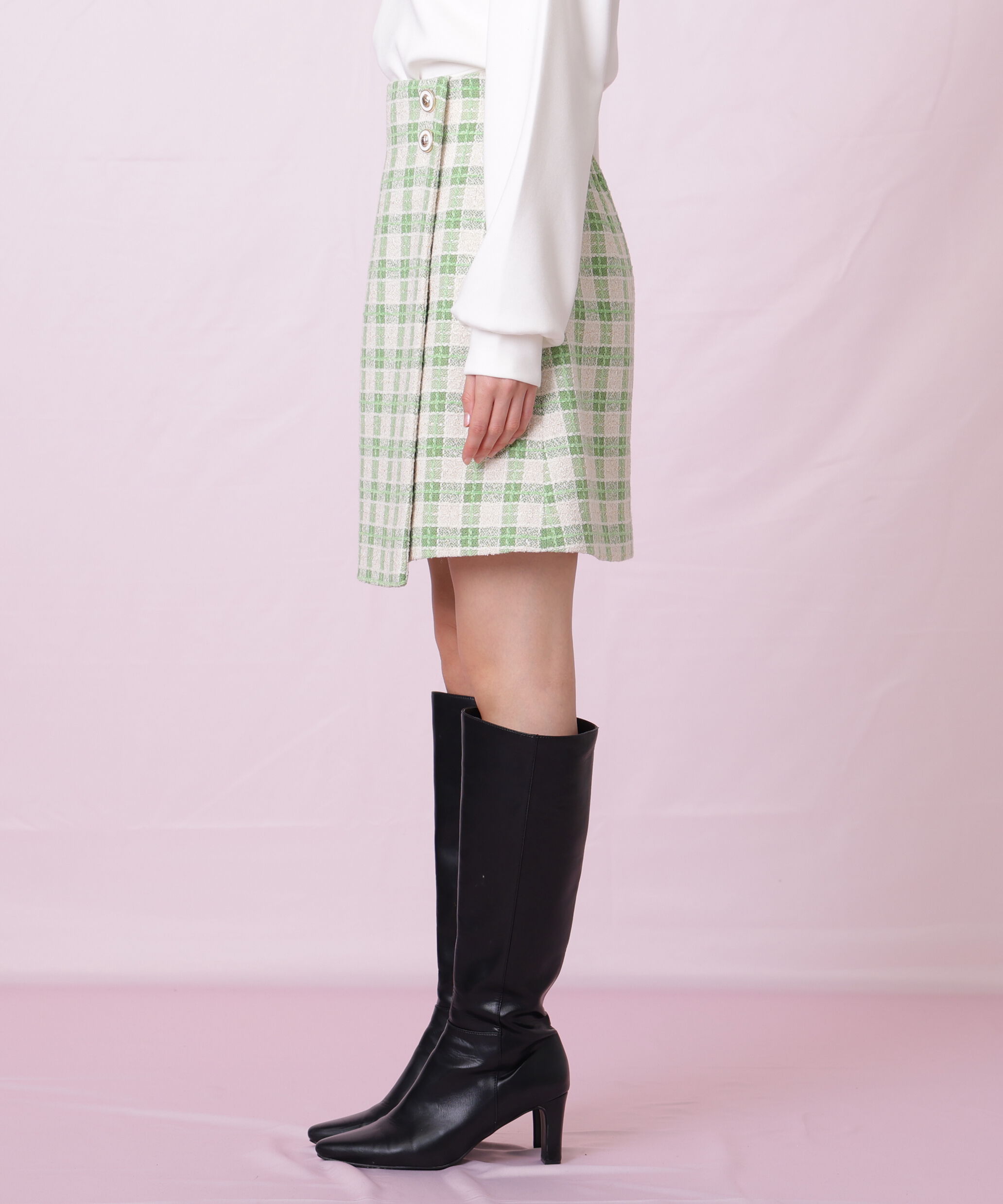  「ブロックチェックツィードミニスカート」|スカート|