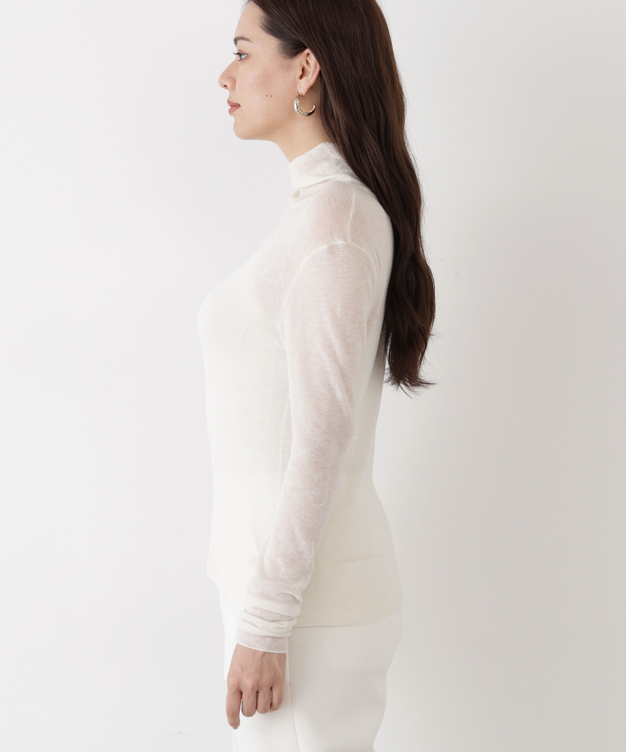  「◆スパンコールシアーモックネックプルオーバー」|ニット・セーター|