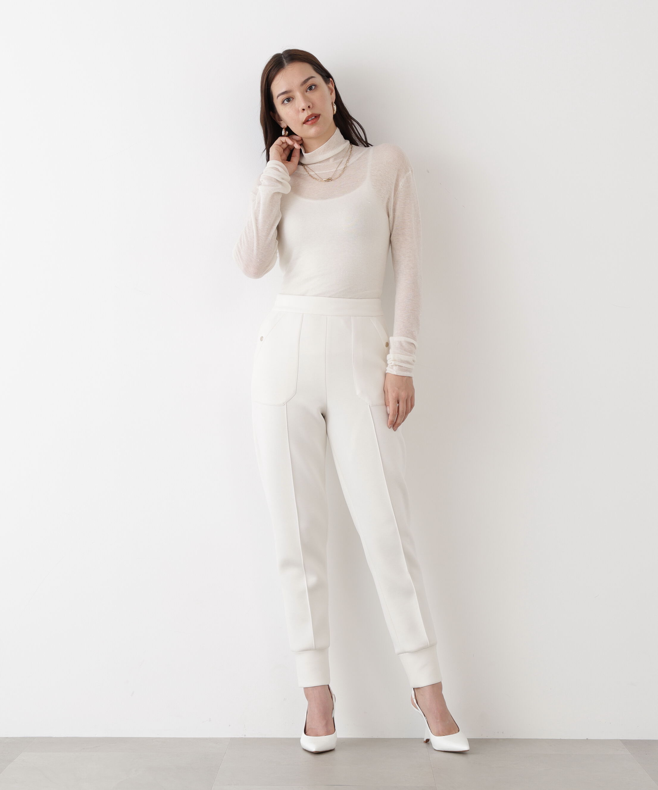  「◆スパンコールシアーモックネックプルオーバー」|ニット・セーター|