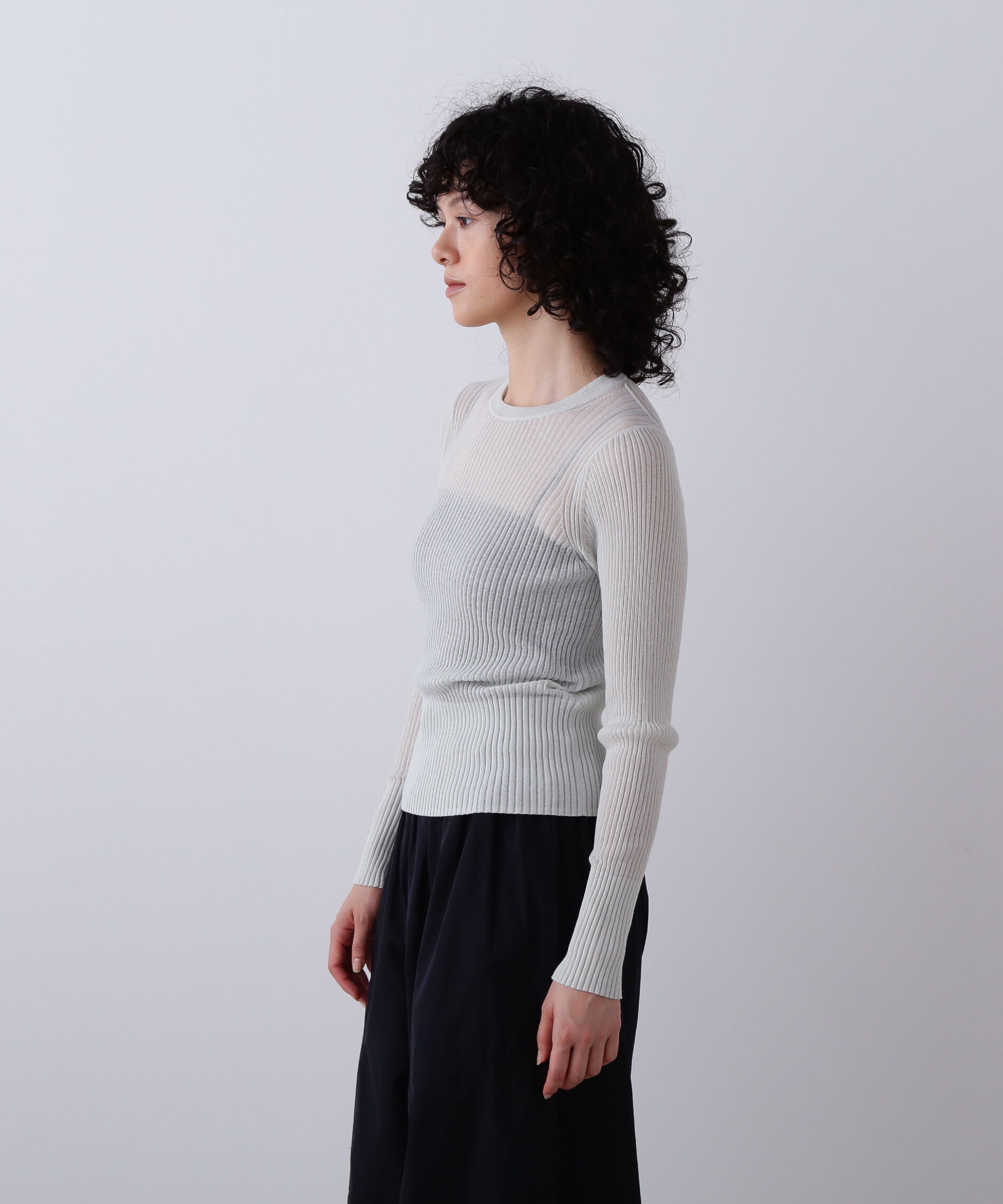 YLEVE 「YLEVE / SHEER RIB KNIT LONG SLEEVE PULLOVER」|ニット・セーター|